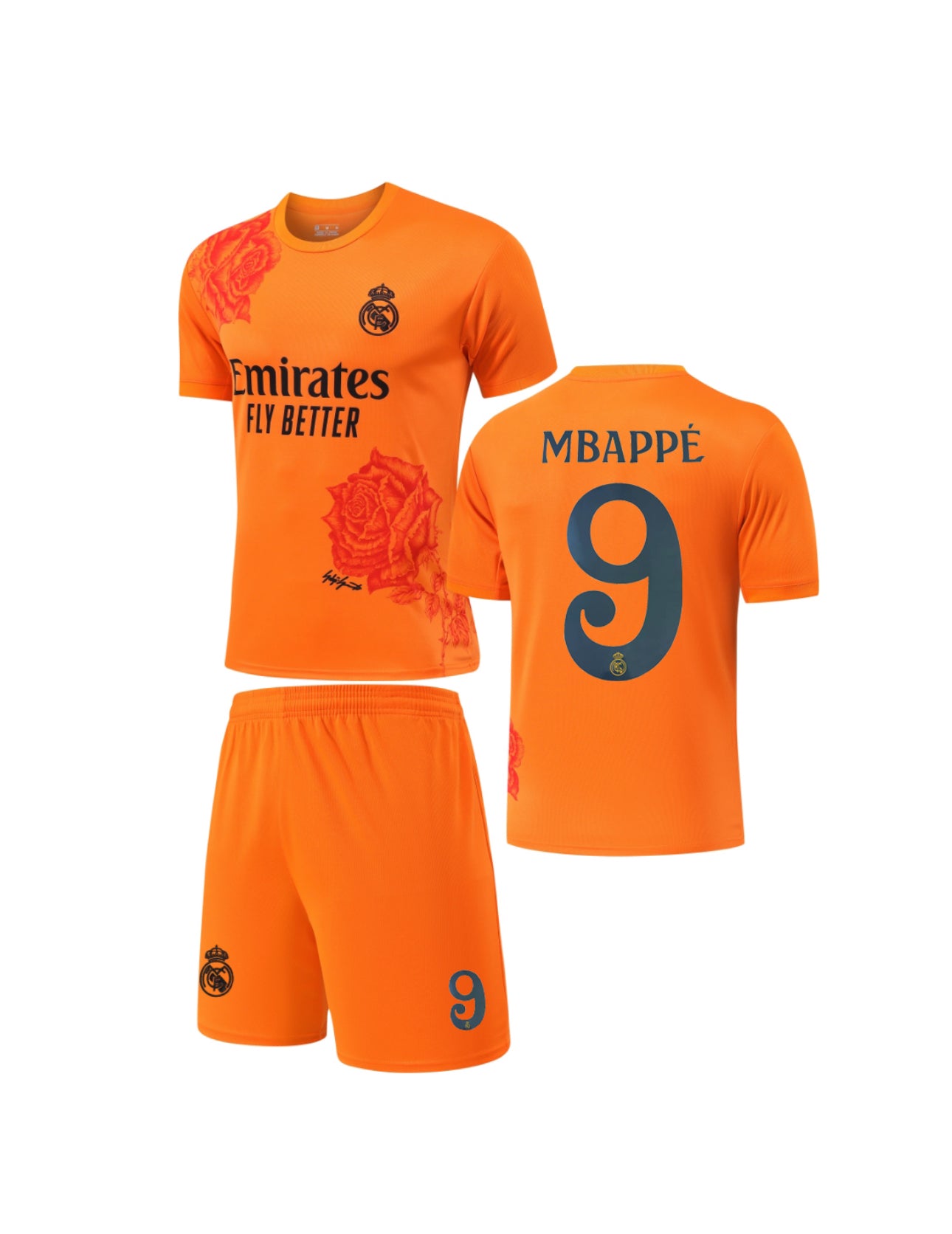Football Jersey Real Madrid fc Orange Rose 2024-2025 Mbappe #number 9 ( soccer shirt / black shirt / soccer jersey / gift / Jude shirt)