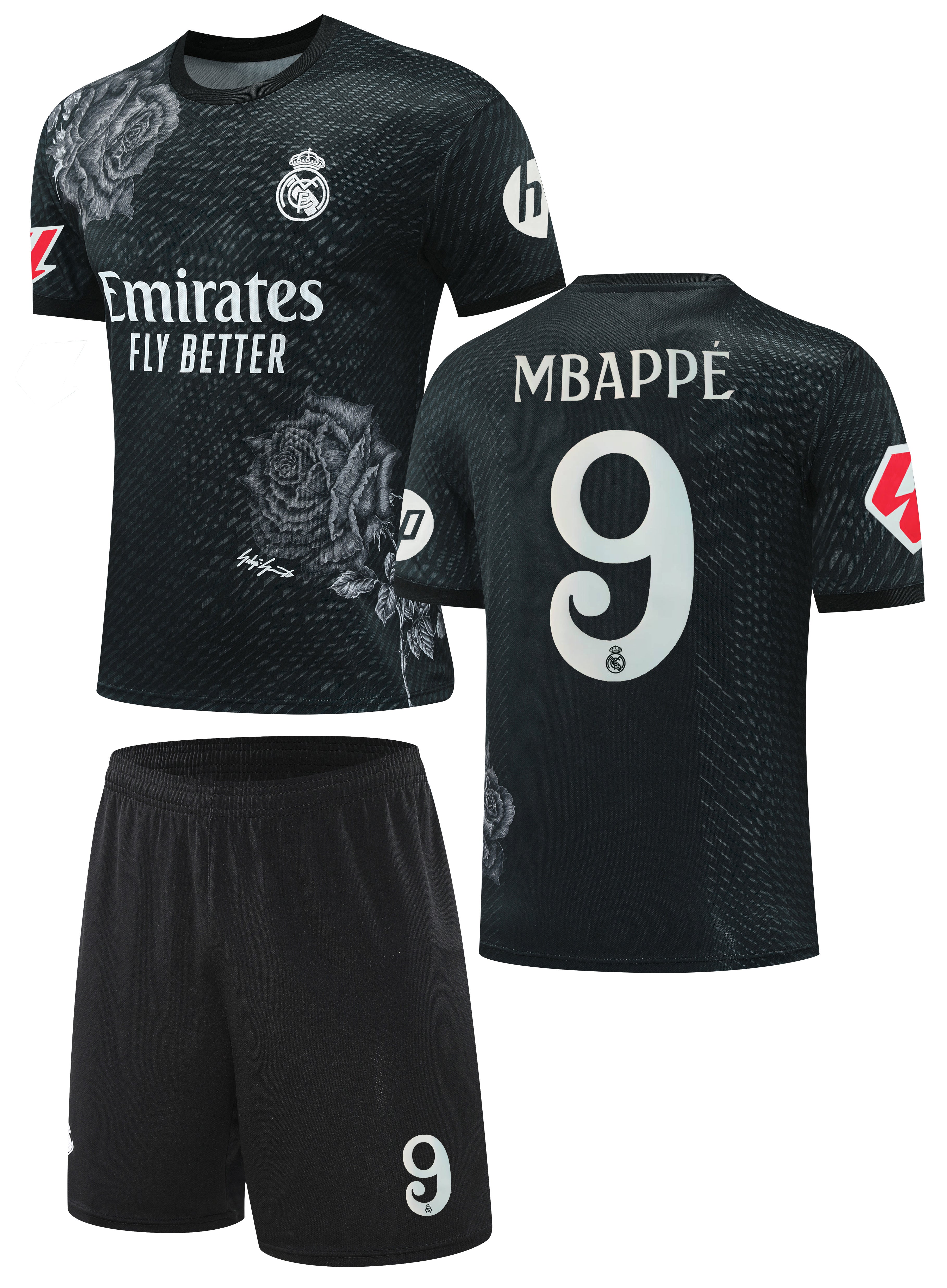 Football Jersey Real Madrid fc black Rose 2024-2025 Mbappe #number 9 ( soccer shirt / black shirt / soccer jersey / gift / Jude shirt)