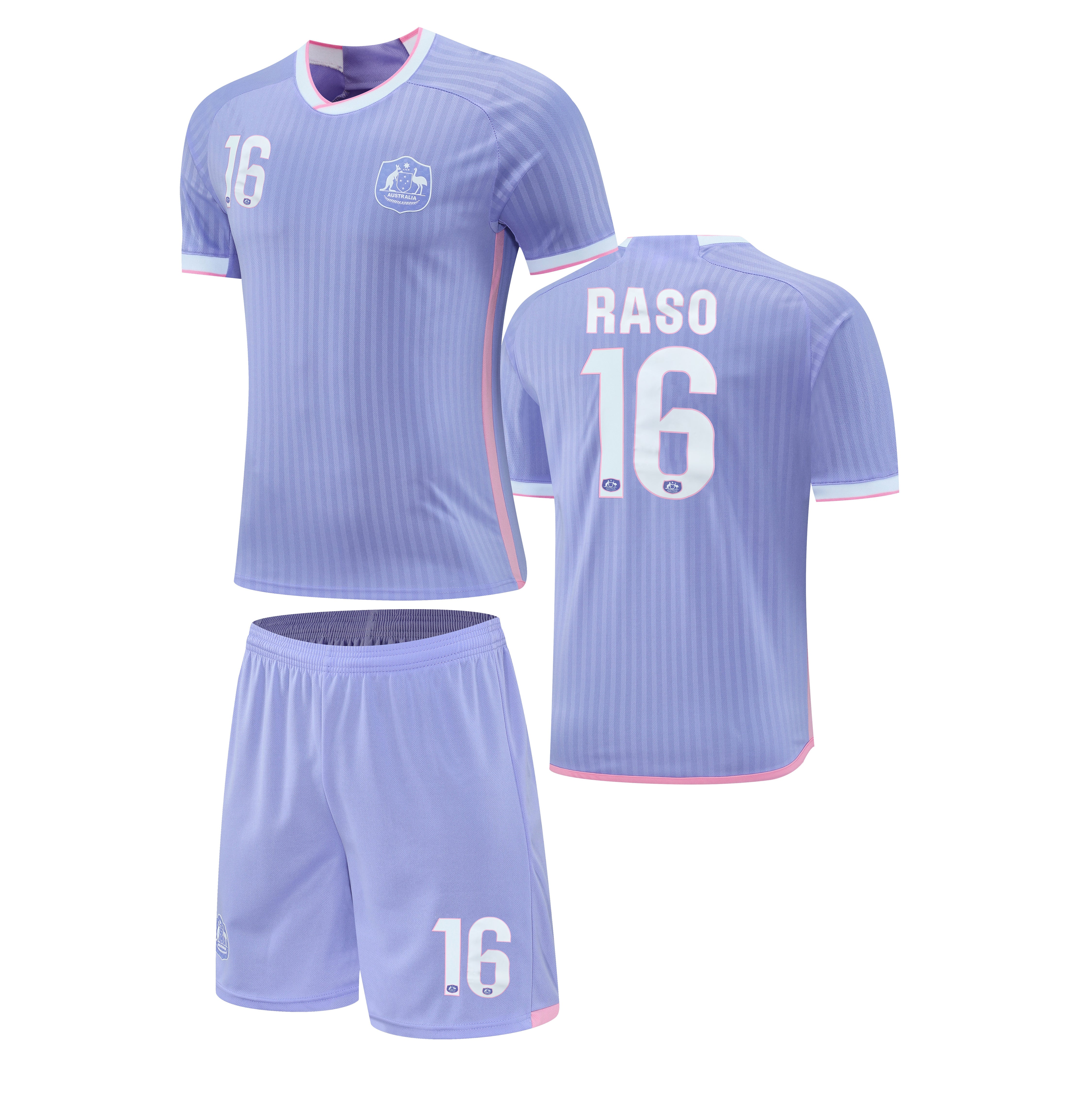 Football Jersey set Australia purple Hayley Raso number#16 25/26( shirt & shorts / soccer shirt / country / football shirt )