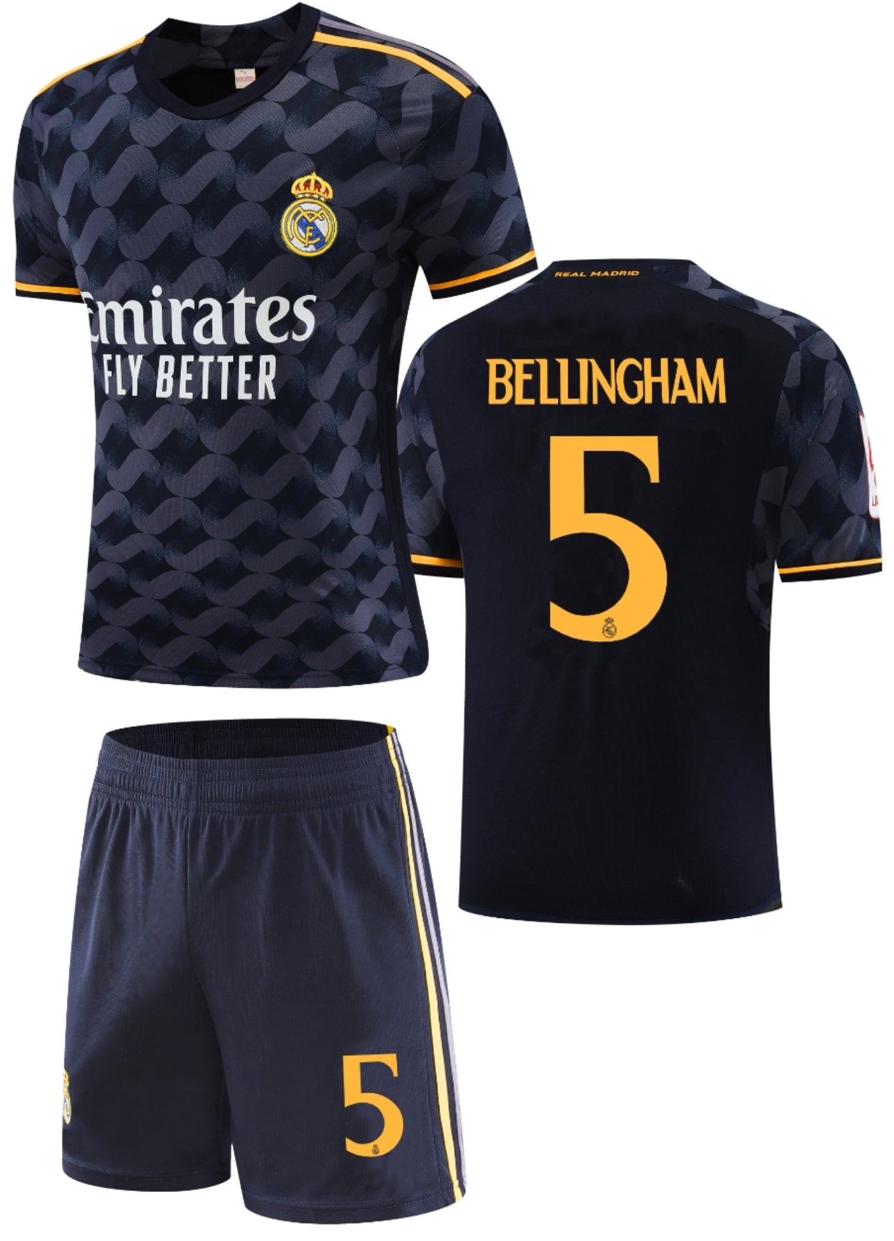 Football Jersey Real Madrid fc Away 2023-2024 Bellingham #number 5 ( soccer shirt and shorts / black shirt / soccer jersey / gift / Jude shirt / specials )