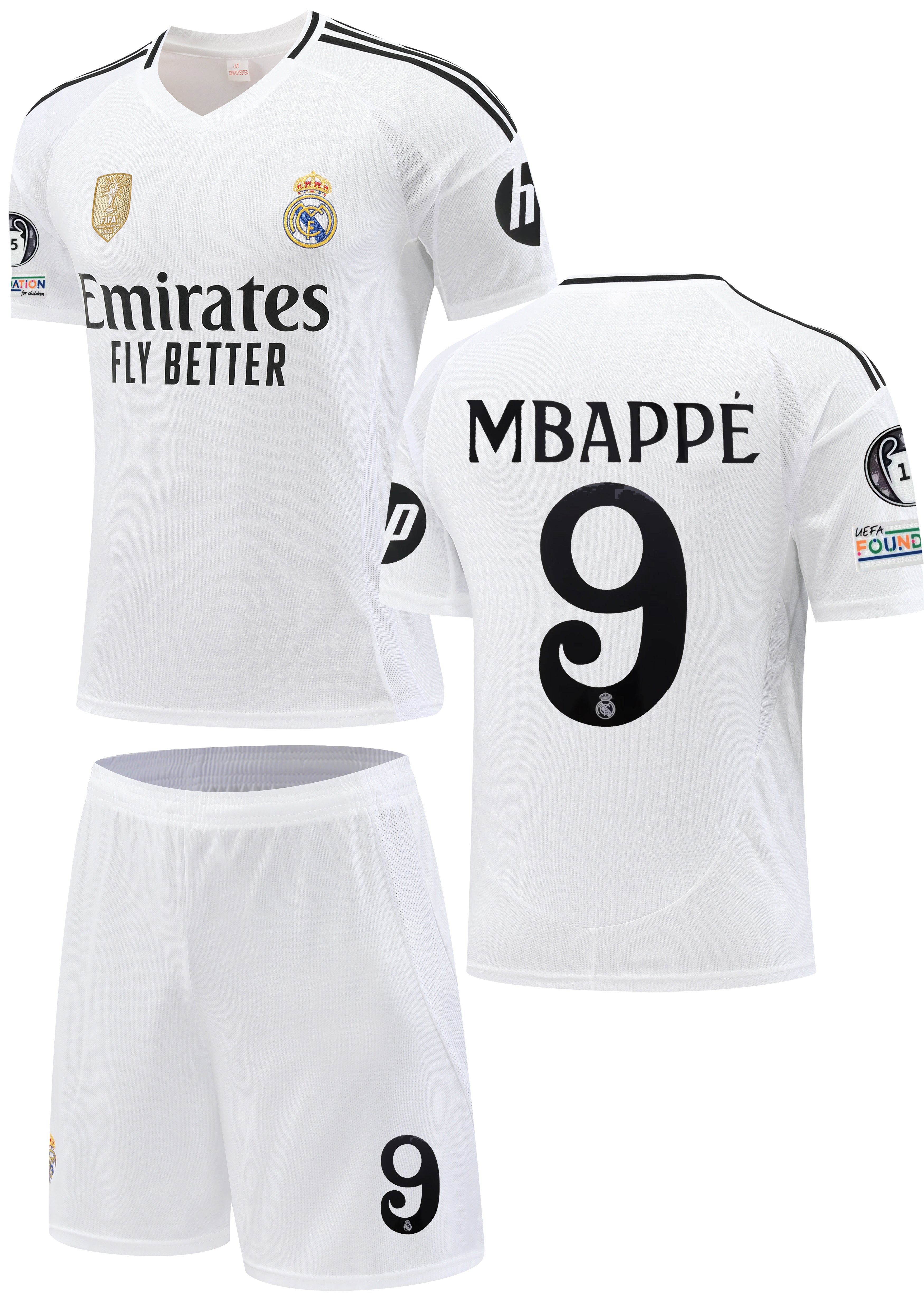 Football Jersey home Real Madrid fc 2024-2025 Mbappe #number 9 ( soccer shirt & shorts / white shirt / soccer jersey / gift / book week shirt)