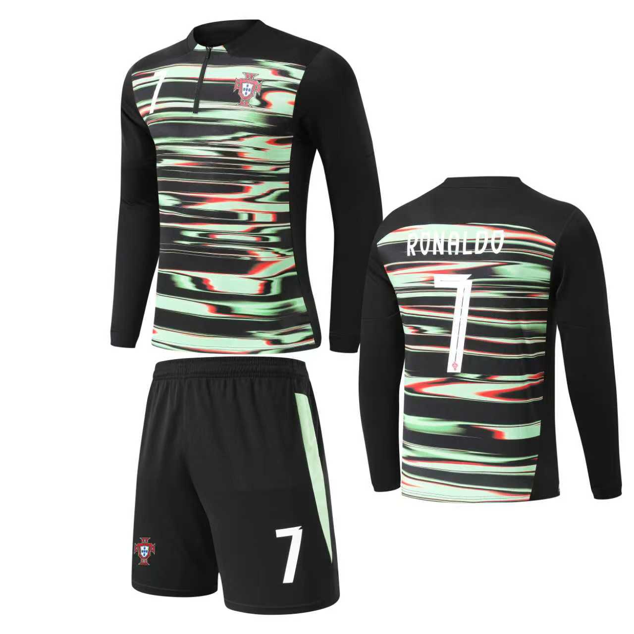 Football Jersey Long sleeve Portugal Training Ronaldo 25/27( A GRADE QUALITY / Harmony day / country jersey & shorts / European championship )