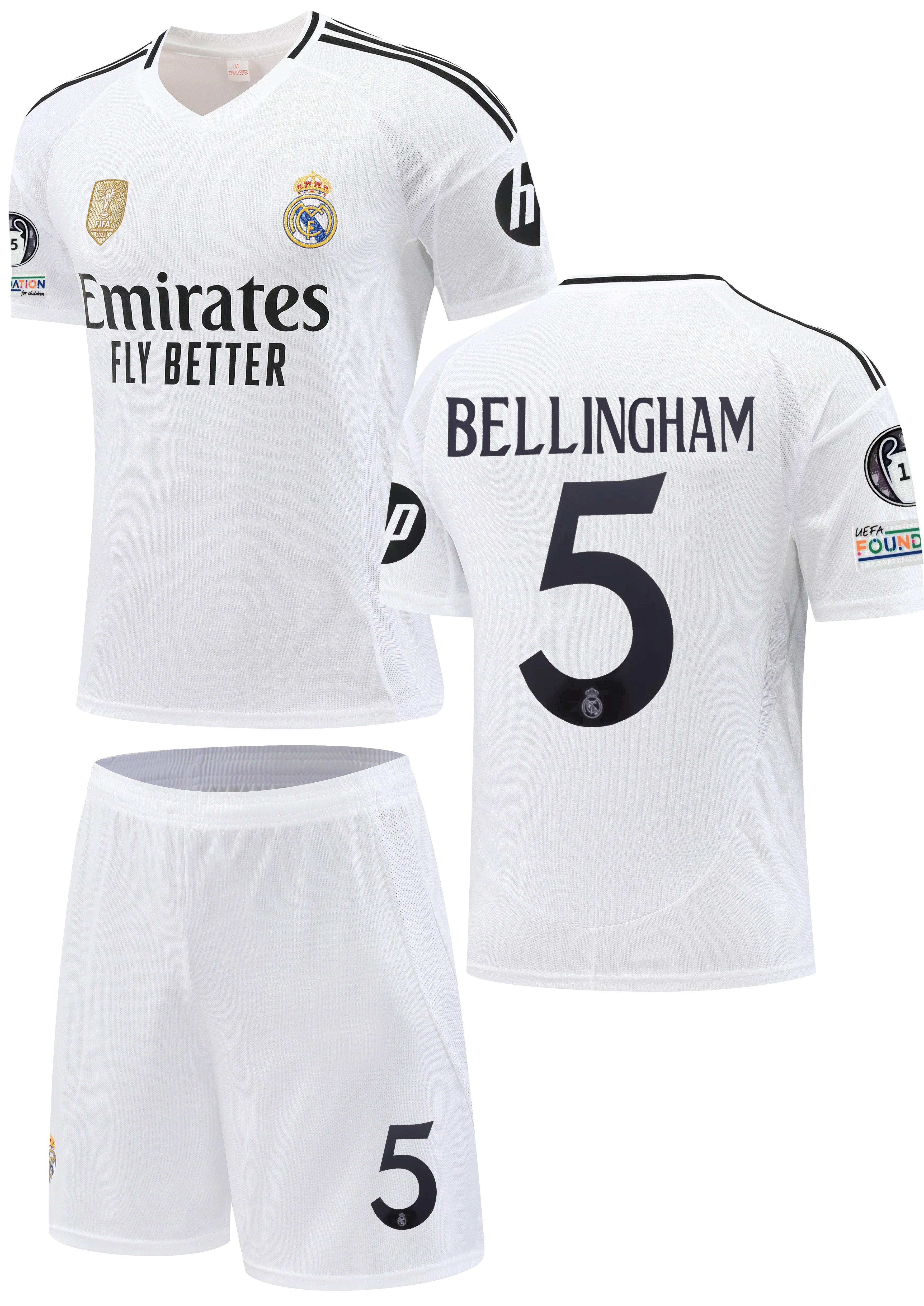 Football Jersey home Real Madrid fc 2024-2025 Bellingham #number 5 ( soccer shirt & shorts / black shirt / soccer jersey / gift / Jude shirt)