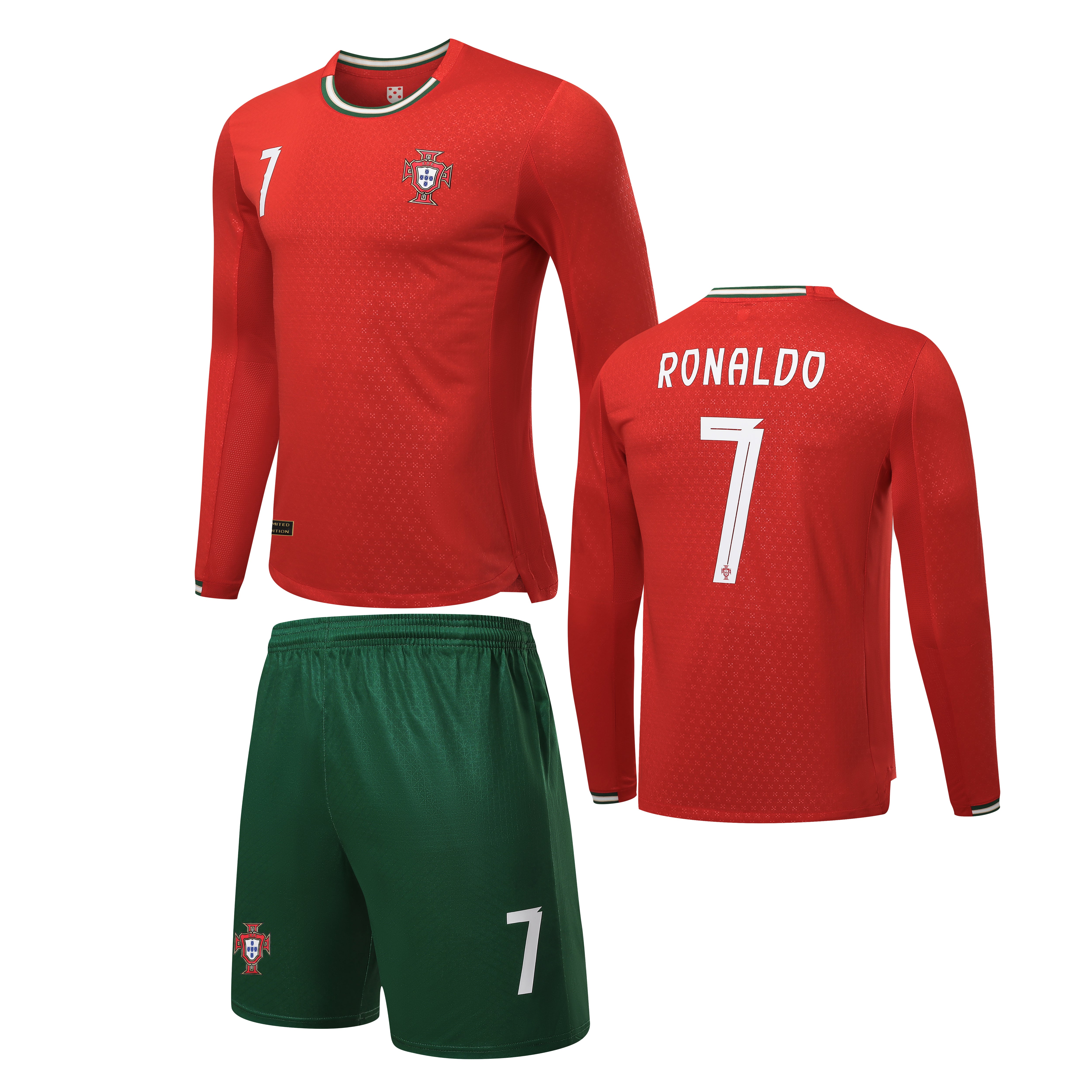 Football Jersey Long sleeve Portugal home Ronaldo 25/27( A GRADE QUALITY / Harmony day / country jersey & shorts / European championship )