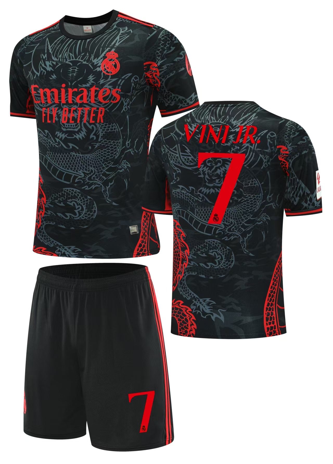 Football Jersey Real Madrid fc red dragon 2025-2026 Vini Jr #7 ( A grade soccer shirt & shorts / junior / gift )