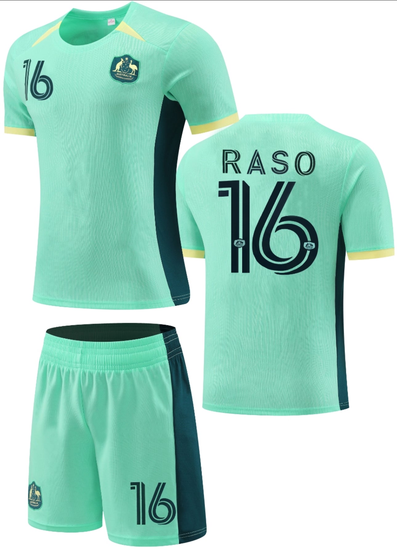 Football Jersey set Australia away 23-24 RASO number#16 ( Australia shirt / soccer shirt / country shirt / football shirt )