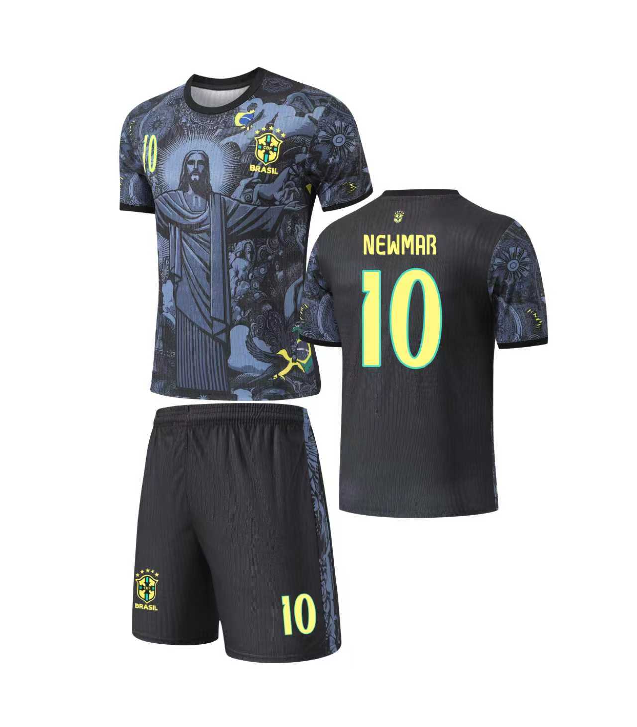 Football Jersey 24/26 Brasil Neymar Jr Away jesus set number 10# (Brazil Black / Brasil shirt / A Grade Qaulity)