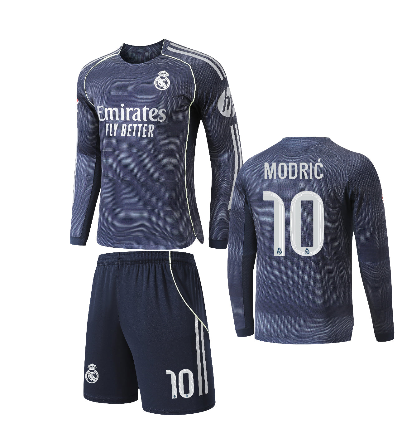 Football Jersey Long sleeve away Real Madrid fc 2025-2026 Mbappe #number 10 ( A grade quality soccer shirt & shorts / winter / book week )