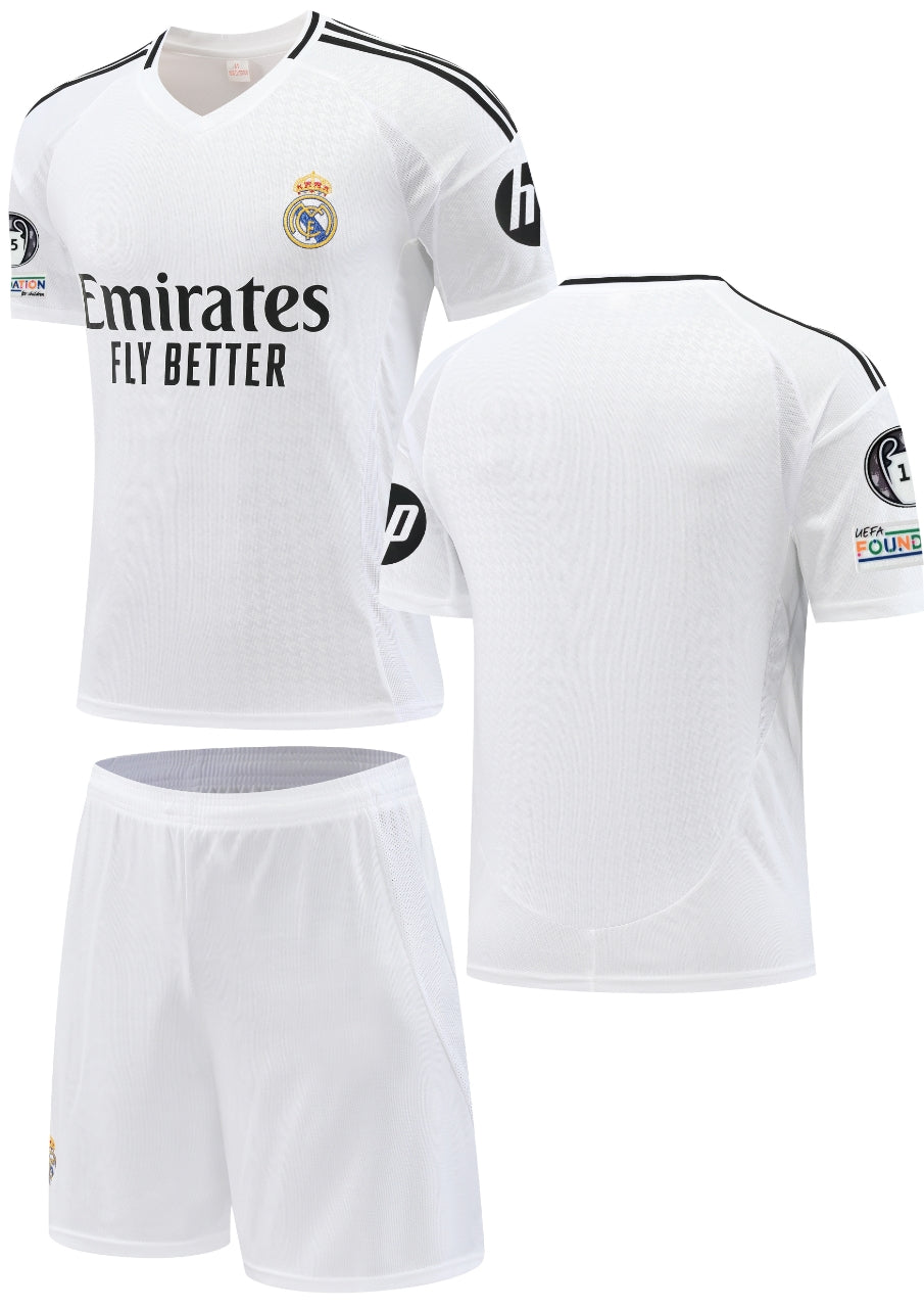 Football Jersey Real Madrid fc home 2024-2025 no name ( soccer shirt & shorts / junior shirt / soccer jersey / blank / shirt)