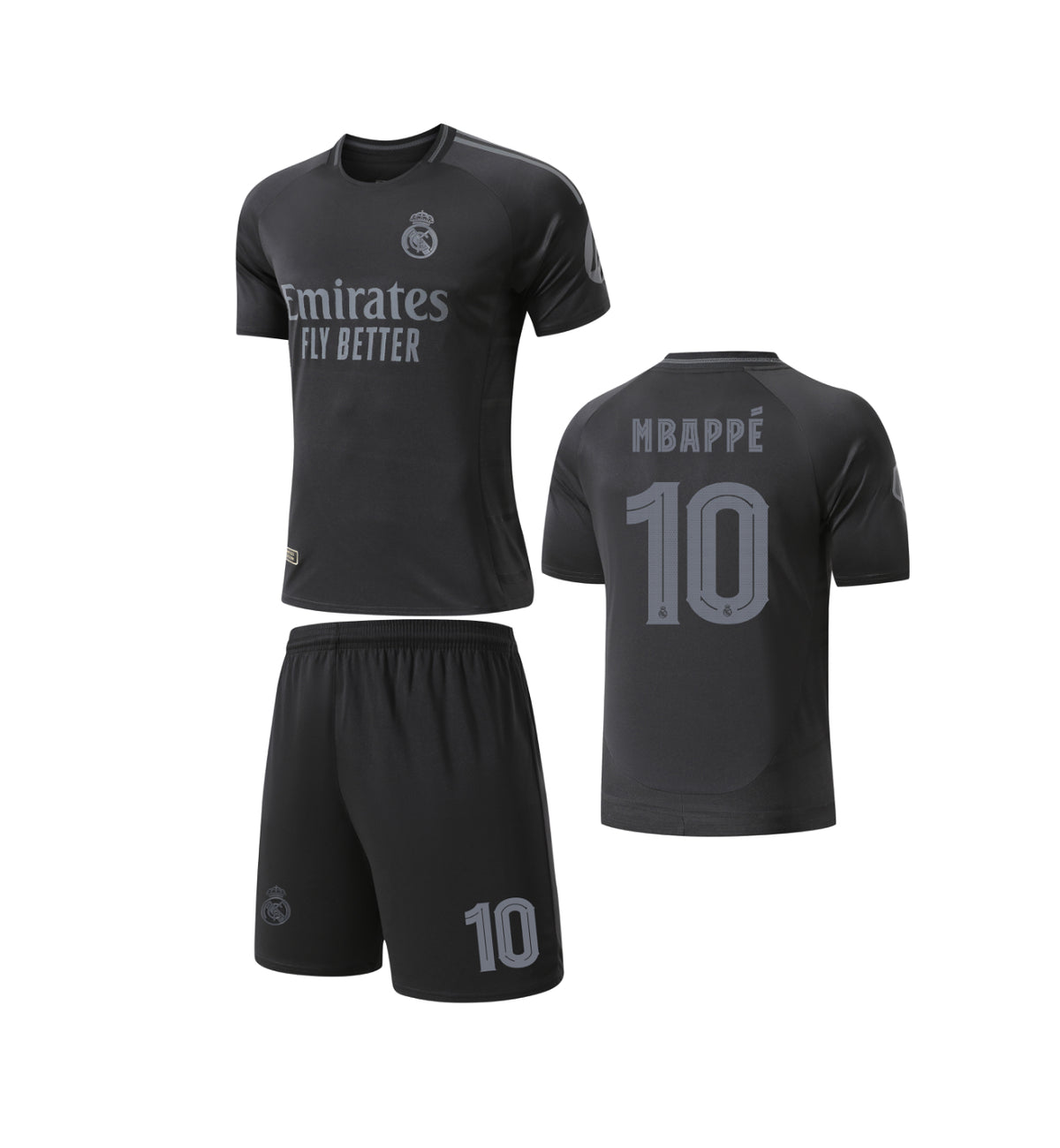 Football Jersey Real Madrid fc Black on Black 2025-2026 Mbappe #number