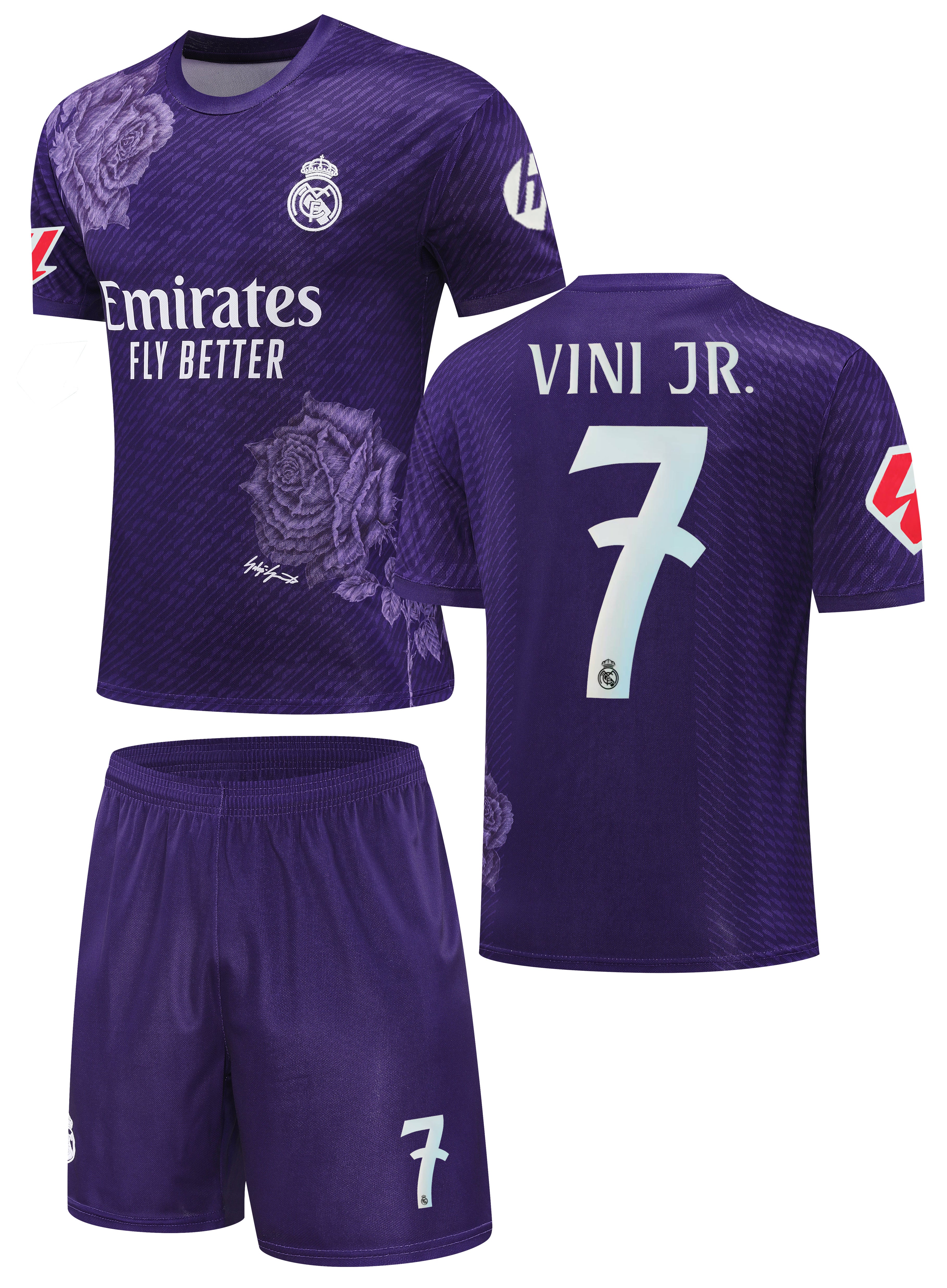 Football Jersey Real Madrid fc Purple Rose 2024-2025 Vini Jr #7 ( soccer shirt & shorts / junior shirt / soccer jersey / gift / shirt)