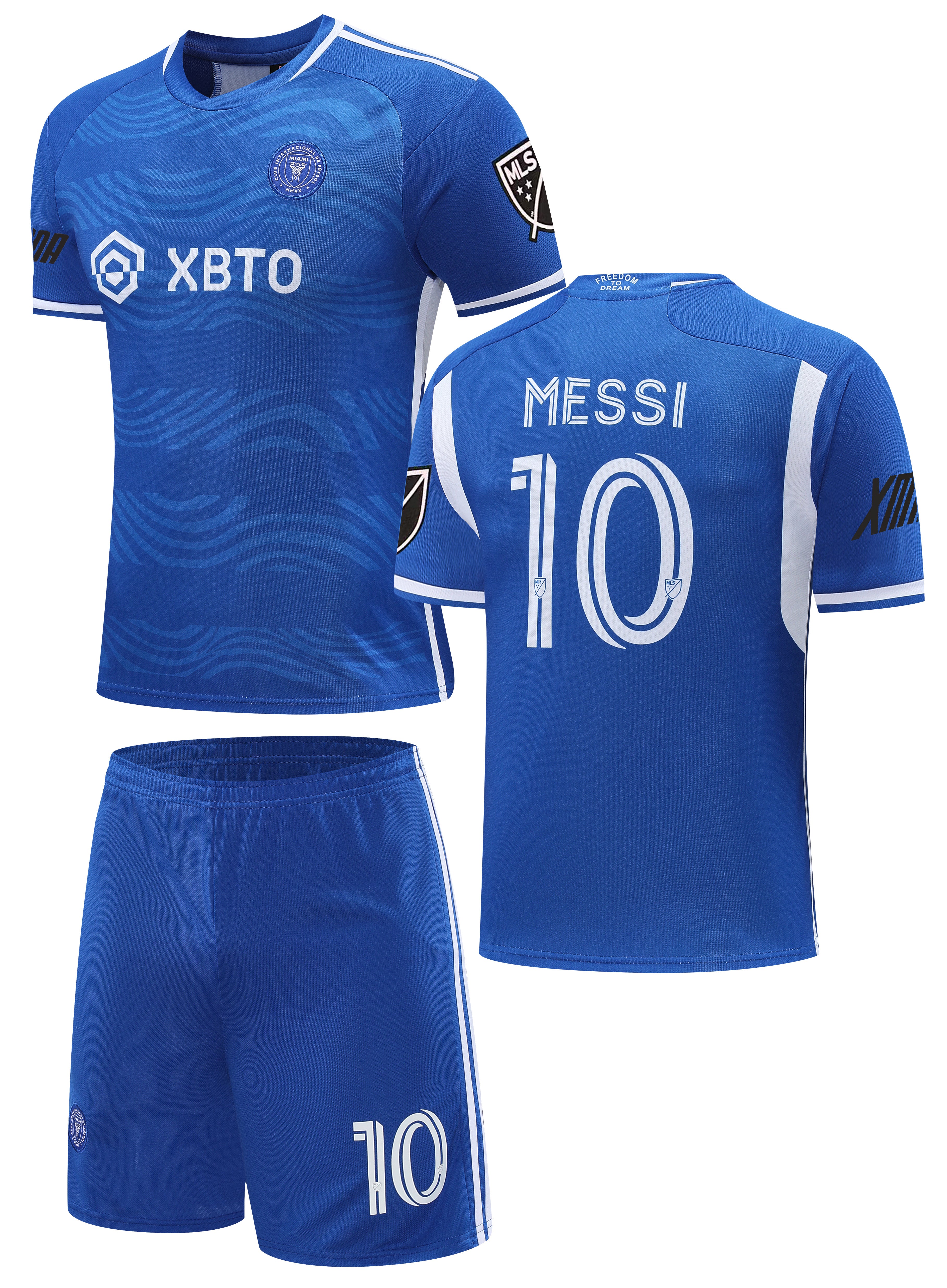 Football Jersey Inter Miami blue media Messi number#10 2023-2024 ( jersey & shorts / Lionel / soccer / Specials )