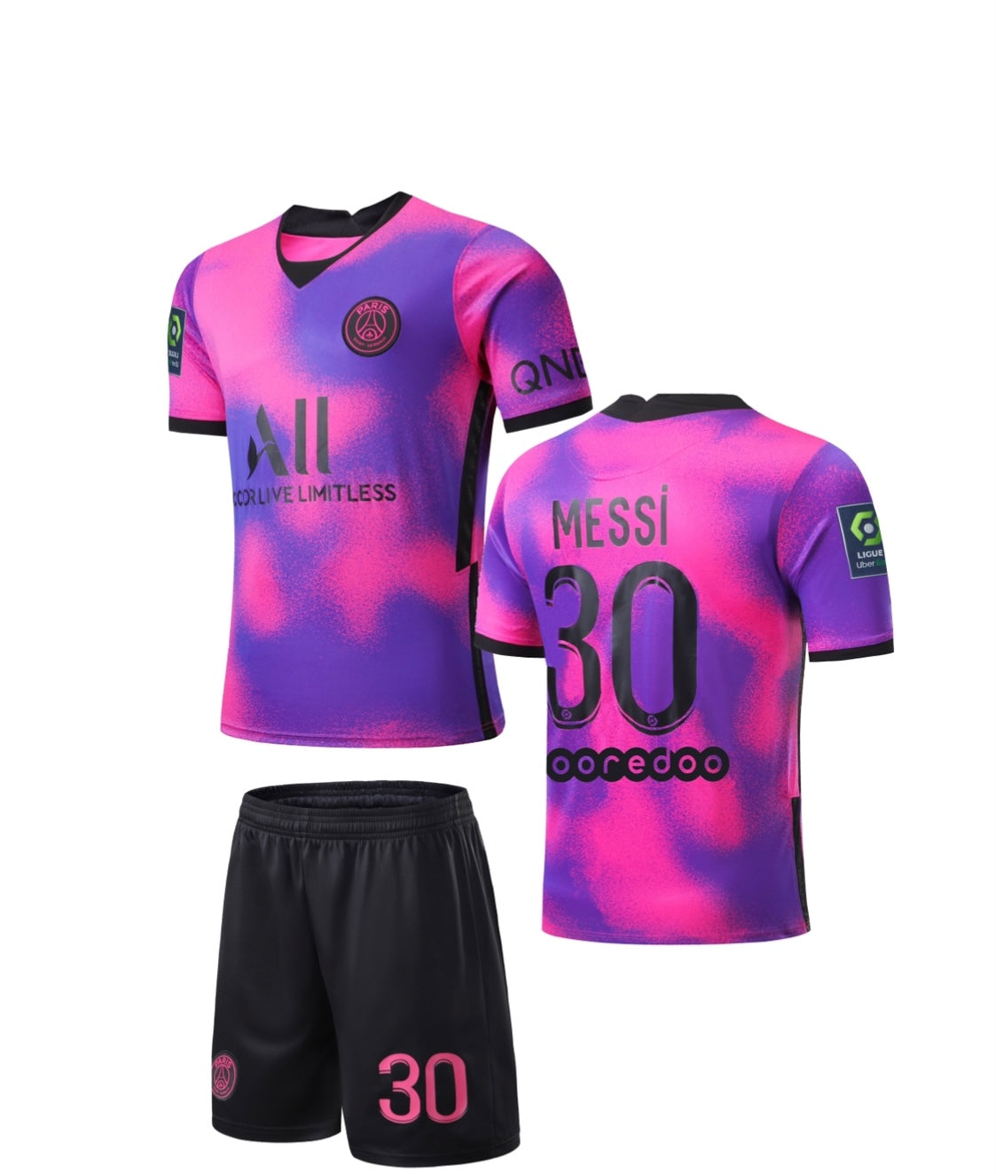 Football Jersey Paris saint Germain 4th strip Messi number#30 2021-2022 ( shirt/ psg jersey / soccer jersey and shorts / specials / paris saint germain)