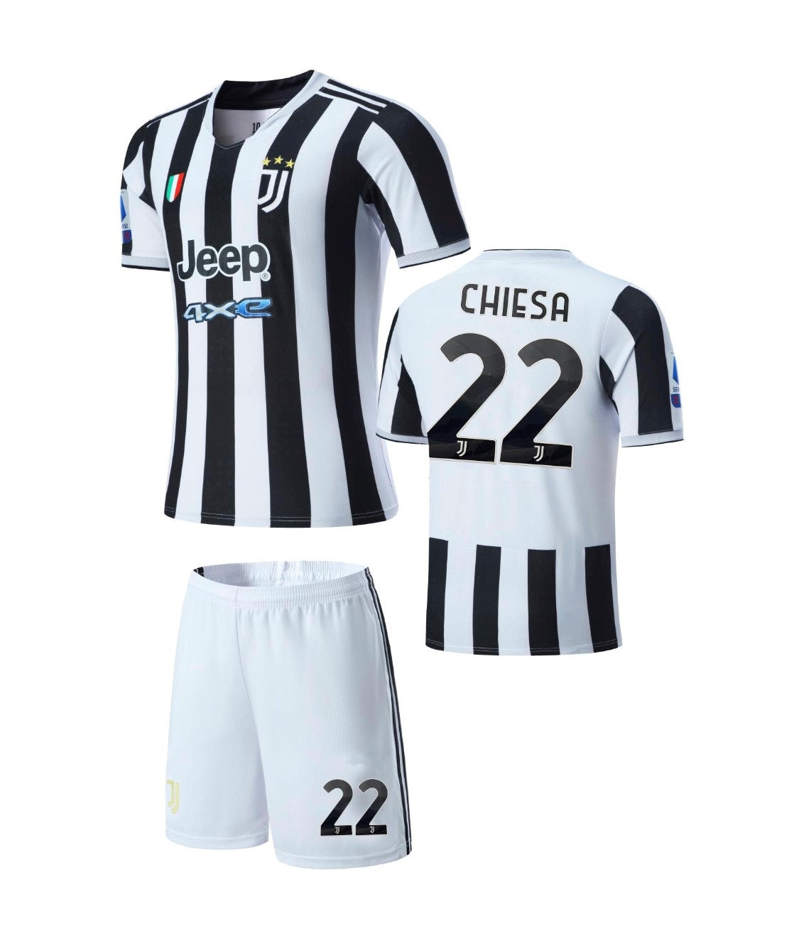 football Jersey Juventus Home Chiesa #22 2021-2022 set ( Juva jersey and shorts / football sets / club kit / specials / soccer kit / football kit / set)