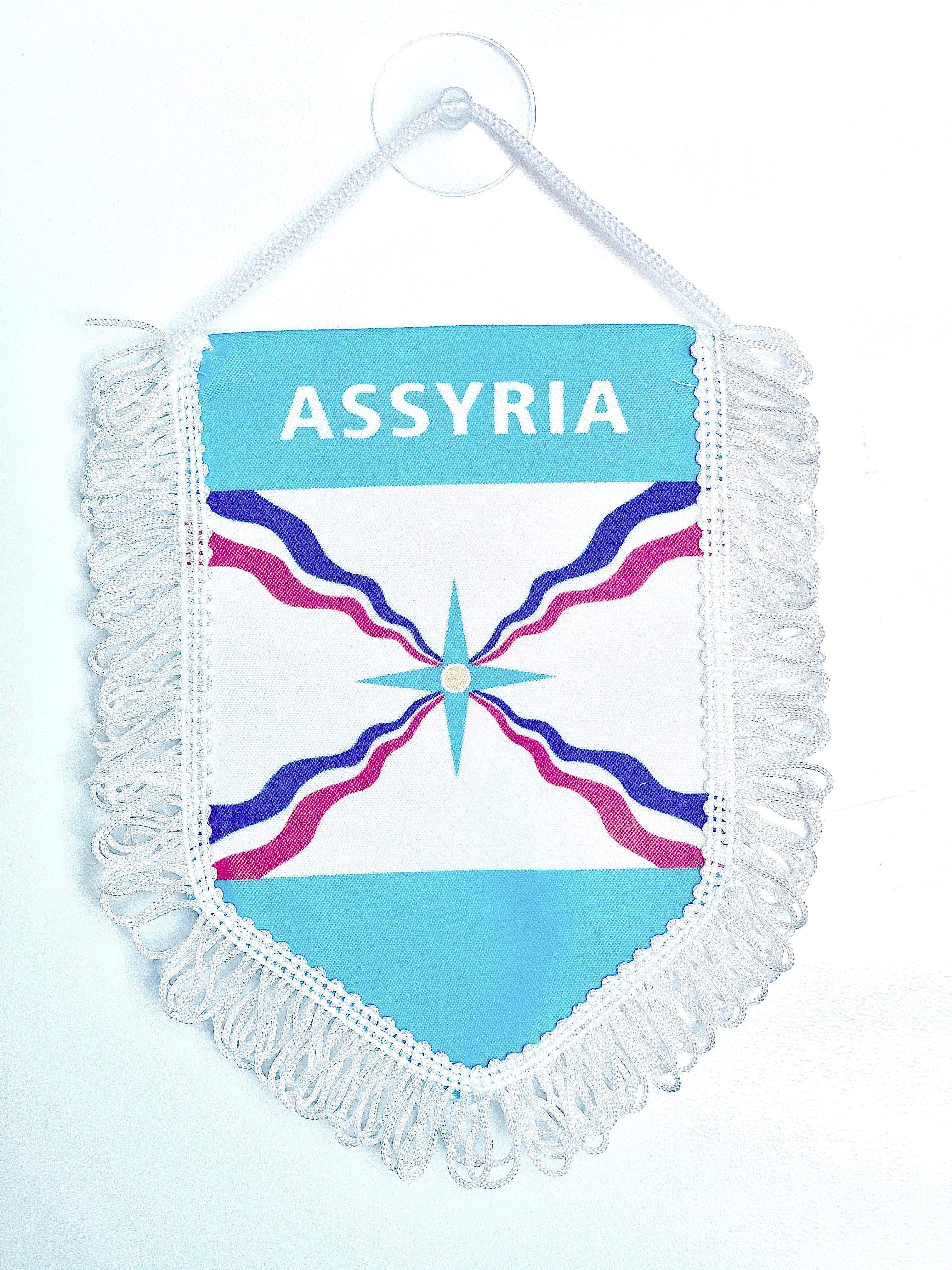 small car flag Assyria ( Assyrian flag small banner / car banner / car accessory / small hanging flag / small pendant / country banner)