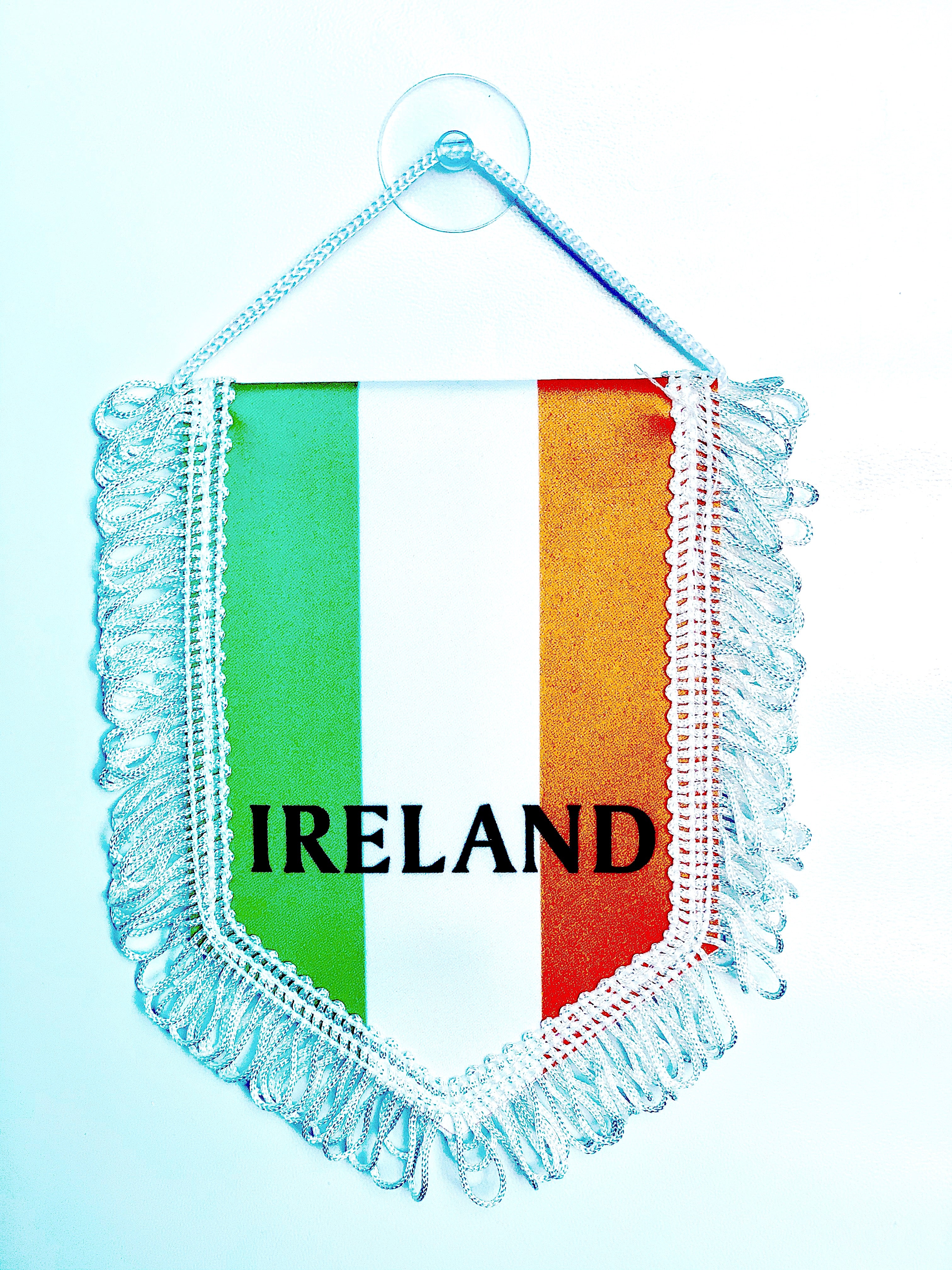 small car flag Ireland ( Irish banner / small banner / car banner / car accessory / small hanging flag / small pendant / country banner)