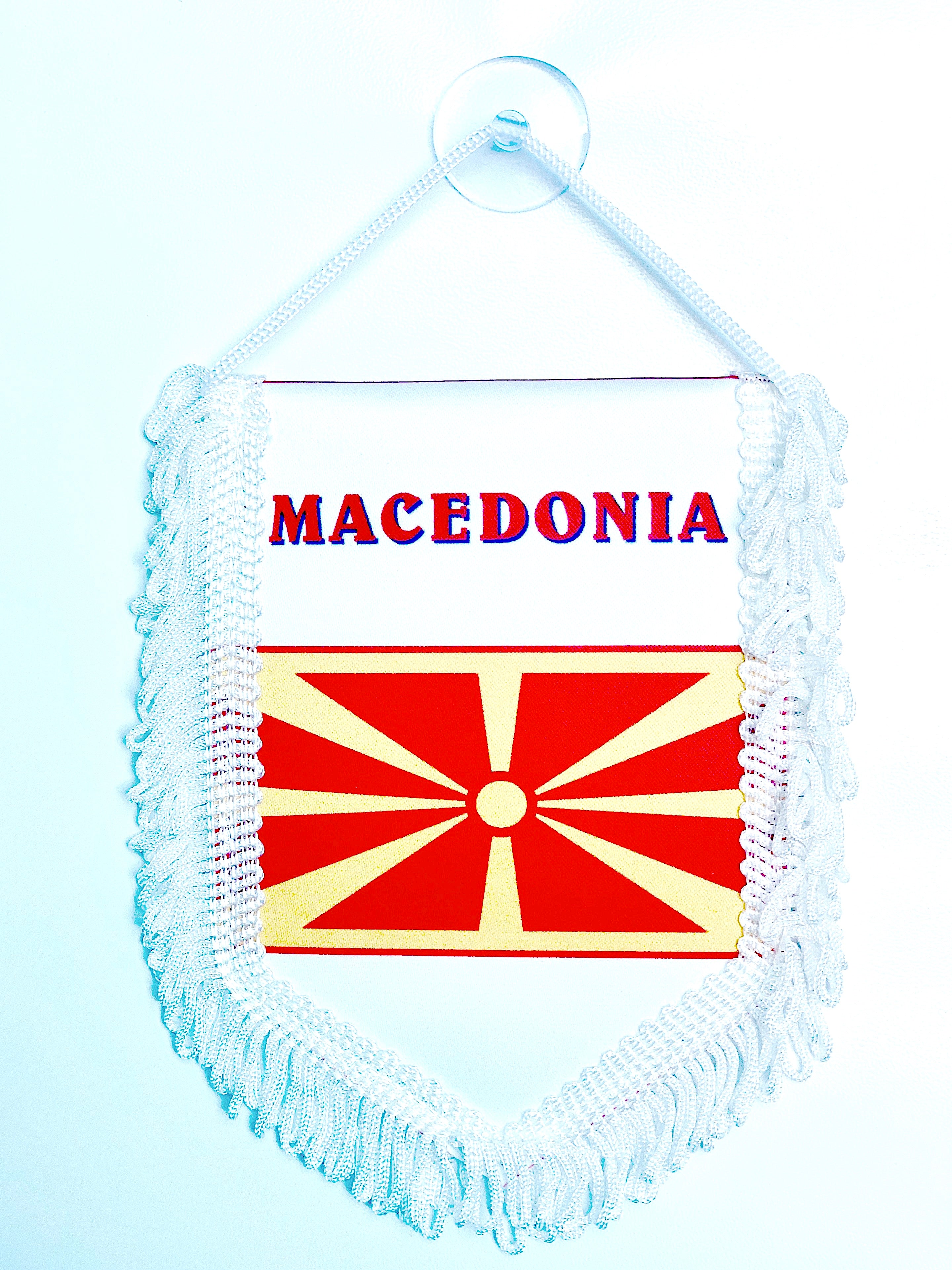 small car flag Macedonia ( Macedonian banner / small banner / car banner / car accessory / small hanging flag / small pendant / country banner)