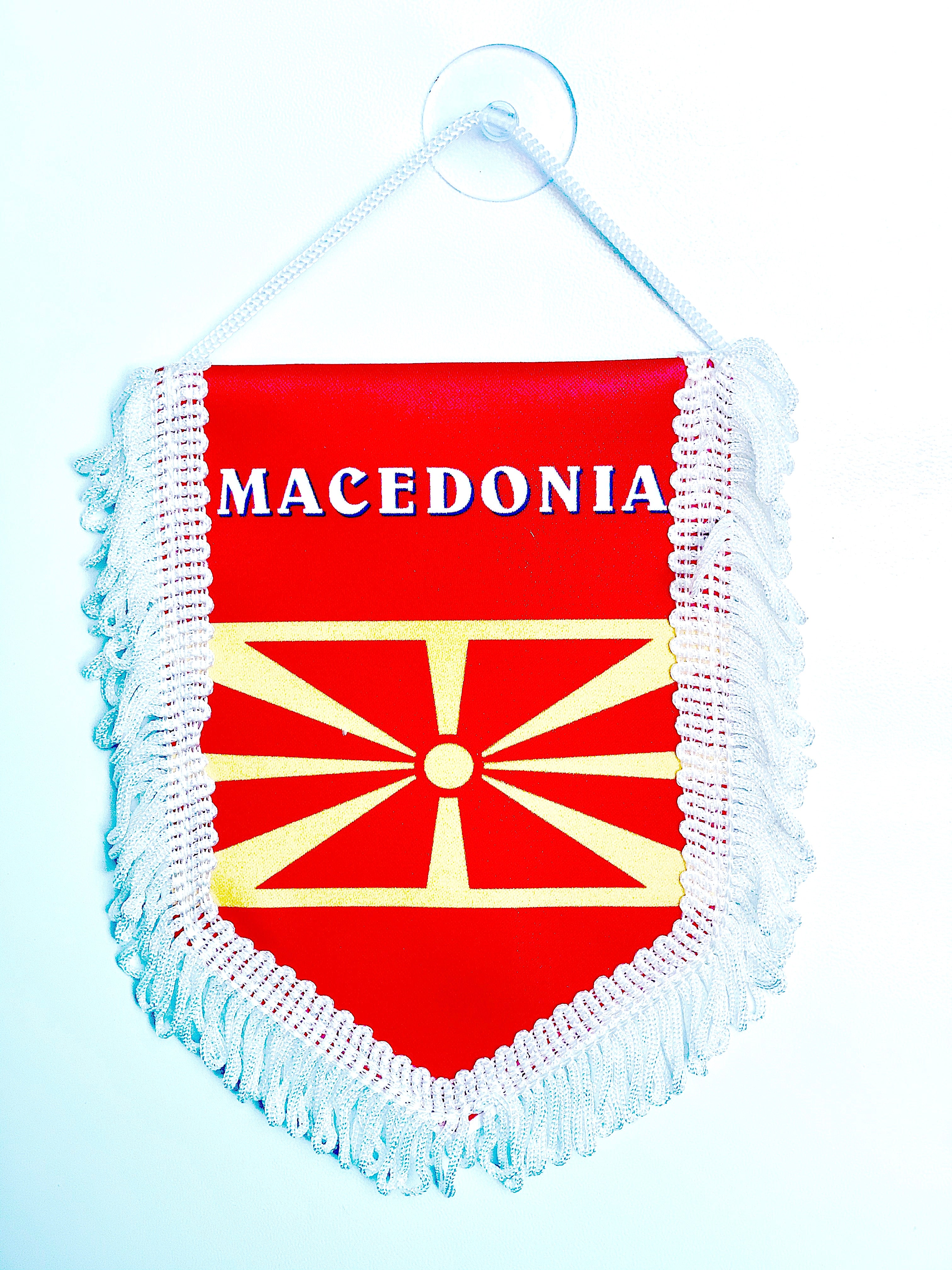 small car flag Macedonia ( Macedonian banner / small banner / car banner / car accessory / small hanging flag / small pendant / country banner)