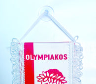 small car flag Olympiakos ( small banner / car banner / car accessory / small hanging flag / small pendant / team banner)