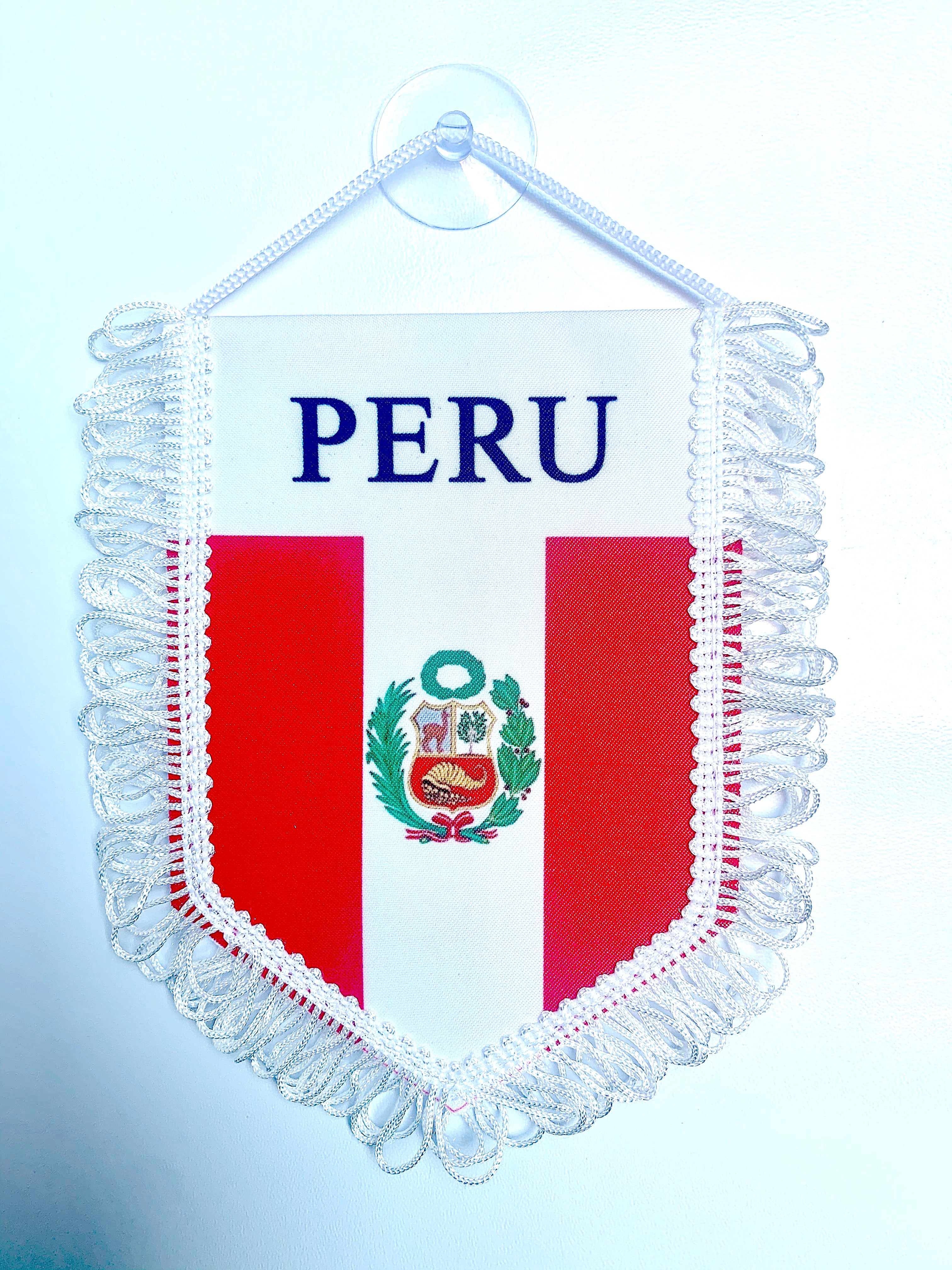 small car flag Peru ( Peruvian banner small banner / car banner / car accessory / small hanging flag / small pendant / country banner)
