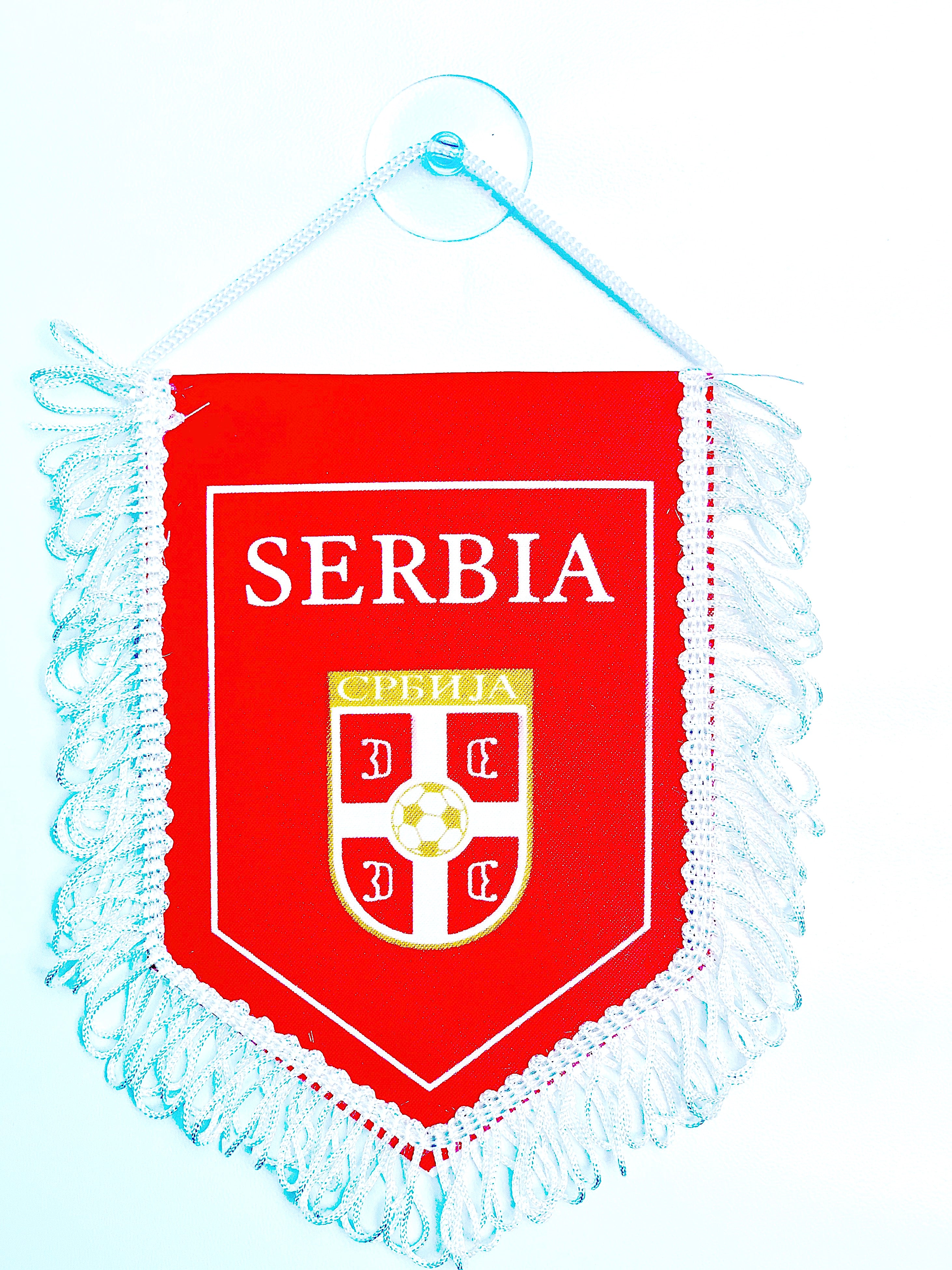 small car flag Serbia ( Serbian banner / small banner / car banner / car accessory / small hanging flag / small pendant / country banner)