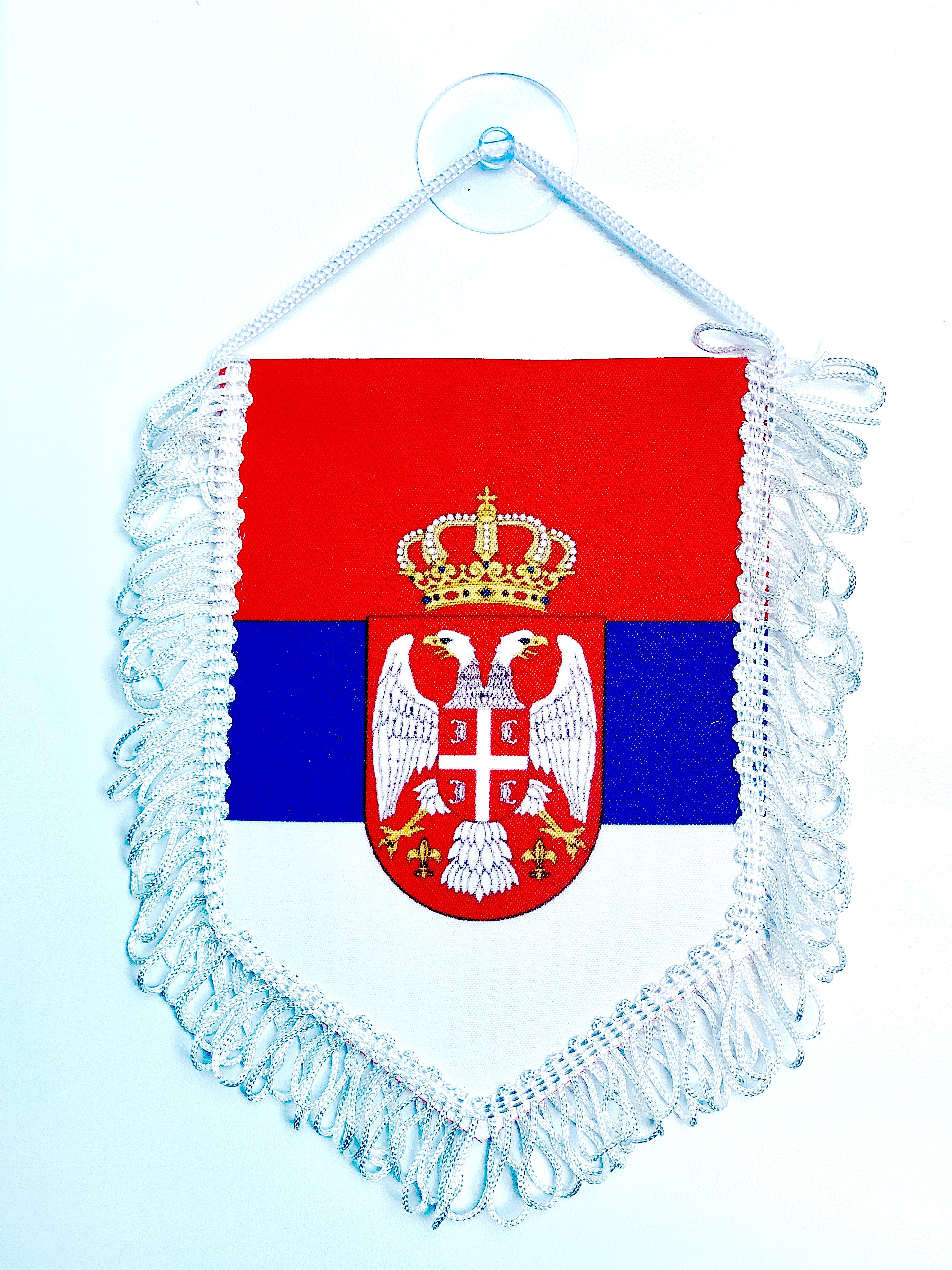 small car flag Serbia ( Serbian banner / small banner / car banner / car accessory / small hanging flag / small pendant / country banner)