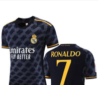 Football Jersey Real Madrid fc Away 2023-2024  Ronaldo  #number 7 ( soccer shirt / black shirt / soccer jersey / gift / shirt)