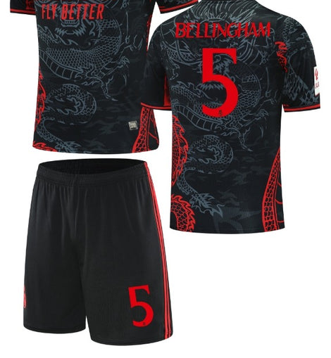 Football Jersey Real Madrid fc Red dragon 2025-2026  Bellingham #number 5 ( A grade quality soccer shirt & shorts / black / gift / Jude shirt)