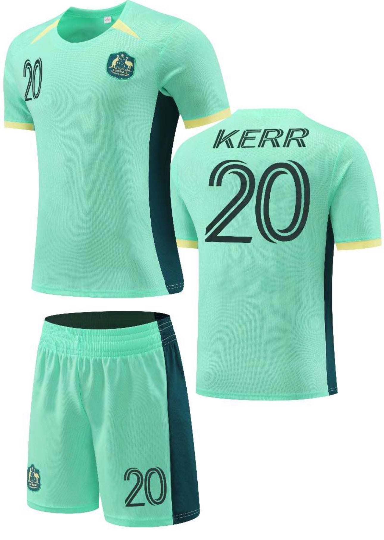 Football Jersey set Australia away 23-24 KERR number#20 ( Australia shirt / soccer shirt / country shirt / football shirt )