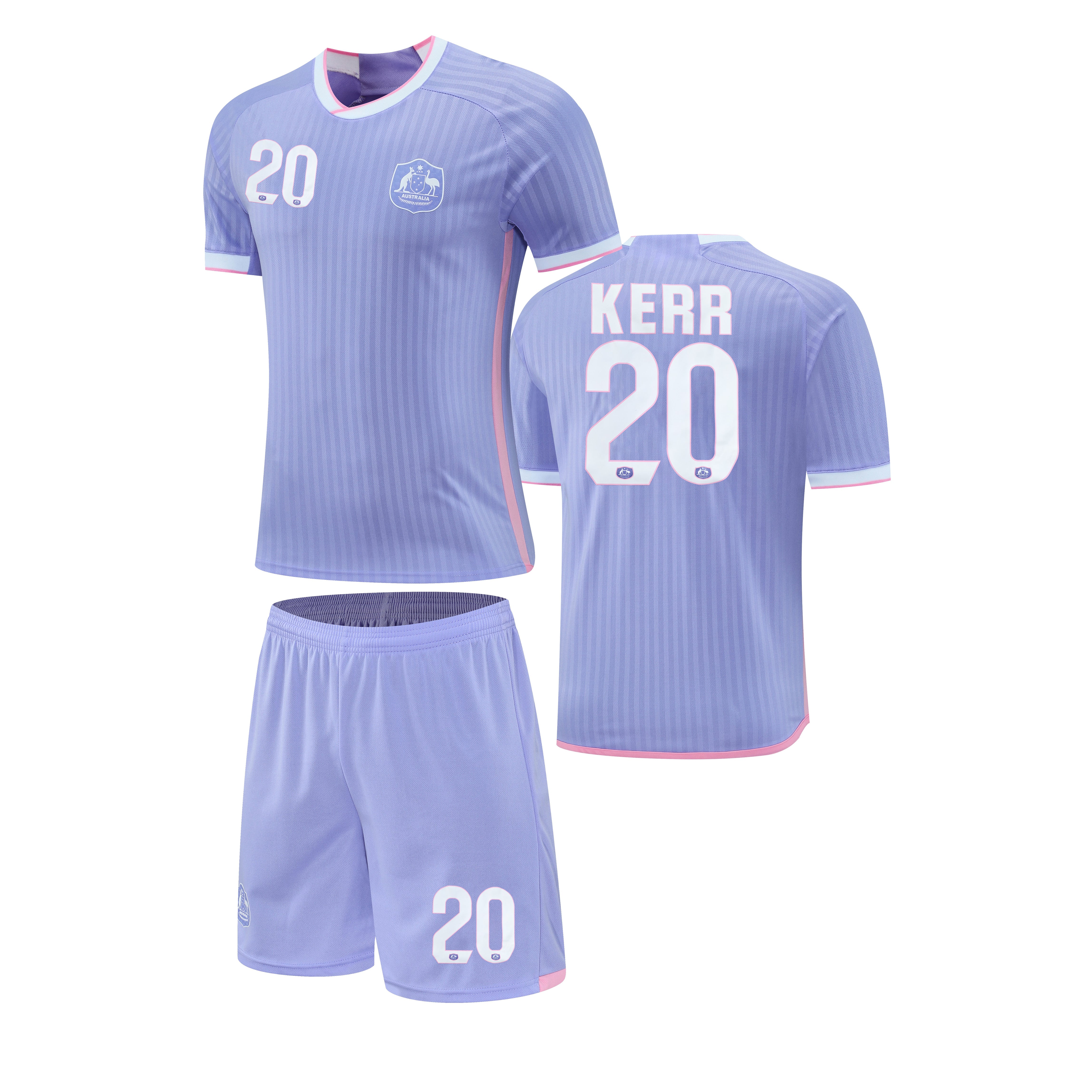 Football Jersey set Australia purple 25-26 KERR number#20 ( Australia shirt / soccer shirt / country shirt / football shirt )
