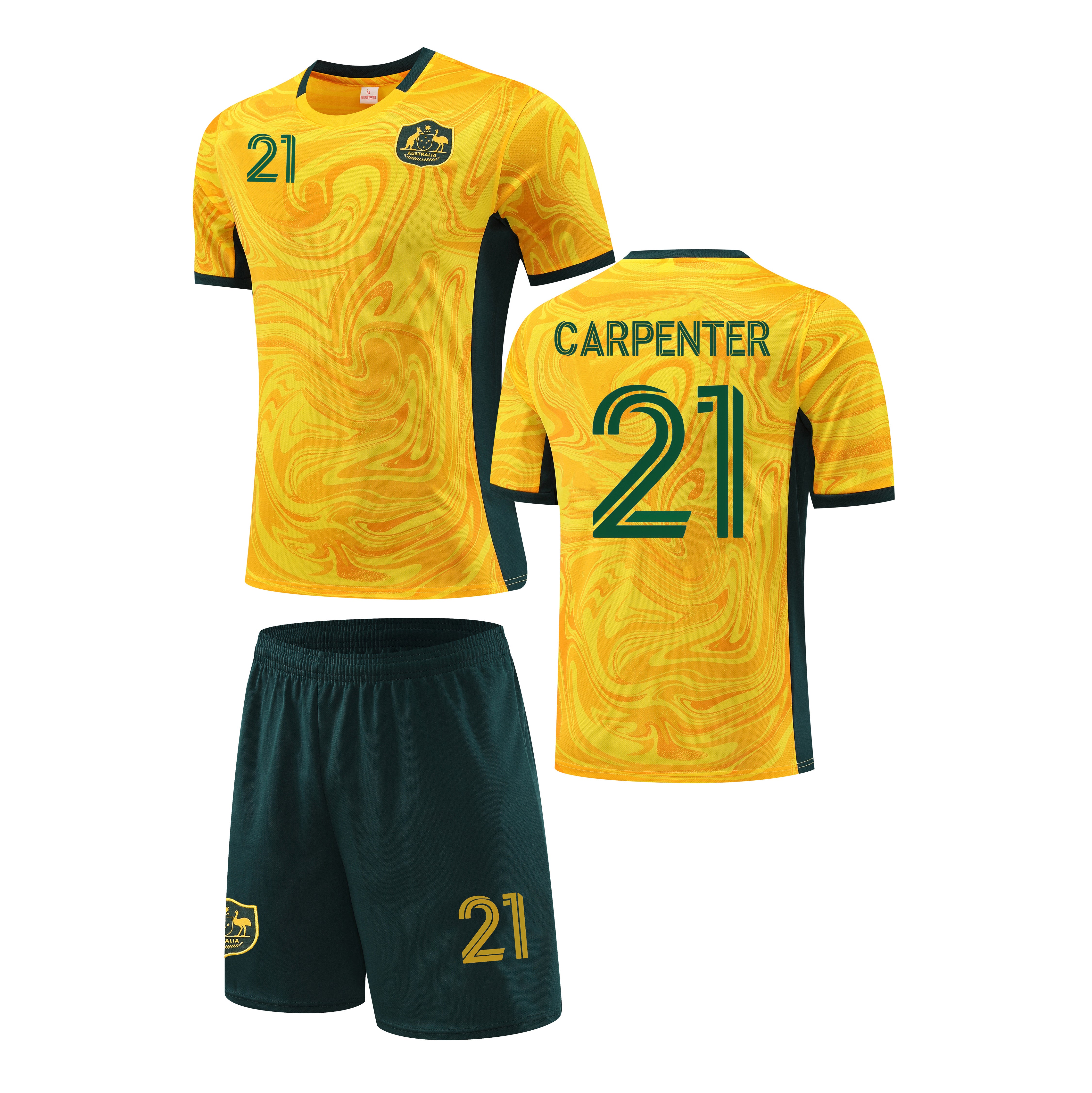 Football Jersey set Australia Home 23-24 Carpenter  number #21 ( Australia shirt / Ellie soccer shirt / country shirt / football shirt )