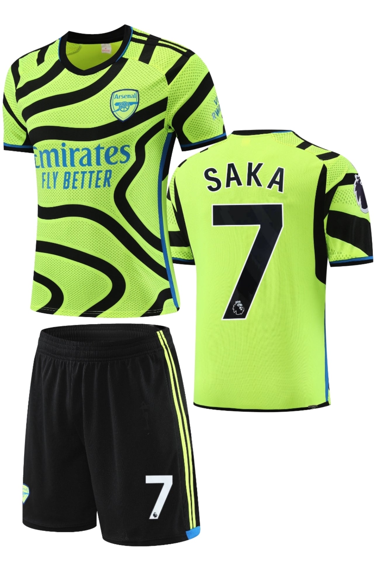 Football jersey ARSENAL away Saka  #7 23/25 ( jersey and shorts / gunners kit )