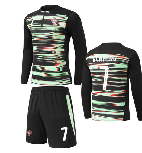 Football Jersey Long sleeve Portugal Training Ronaldo 25/27( A GRADE QUALITY / Harmony day / country jersey & shorts / European championship )