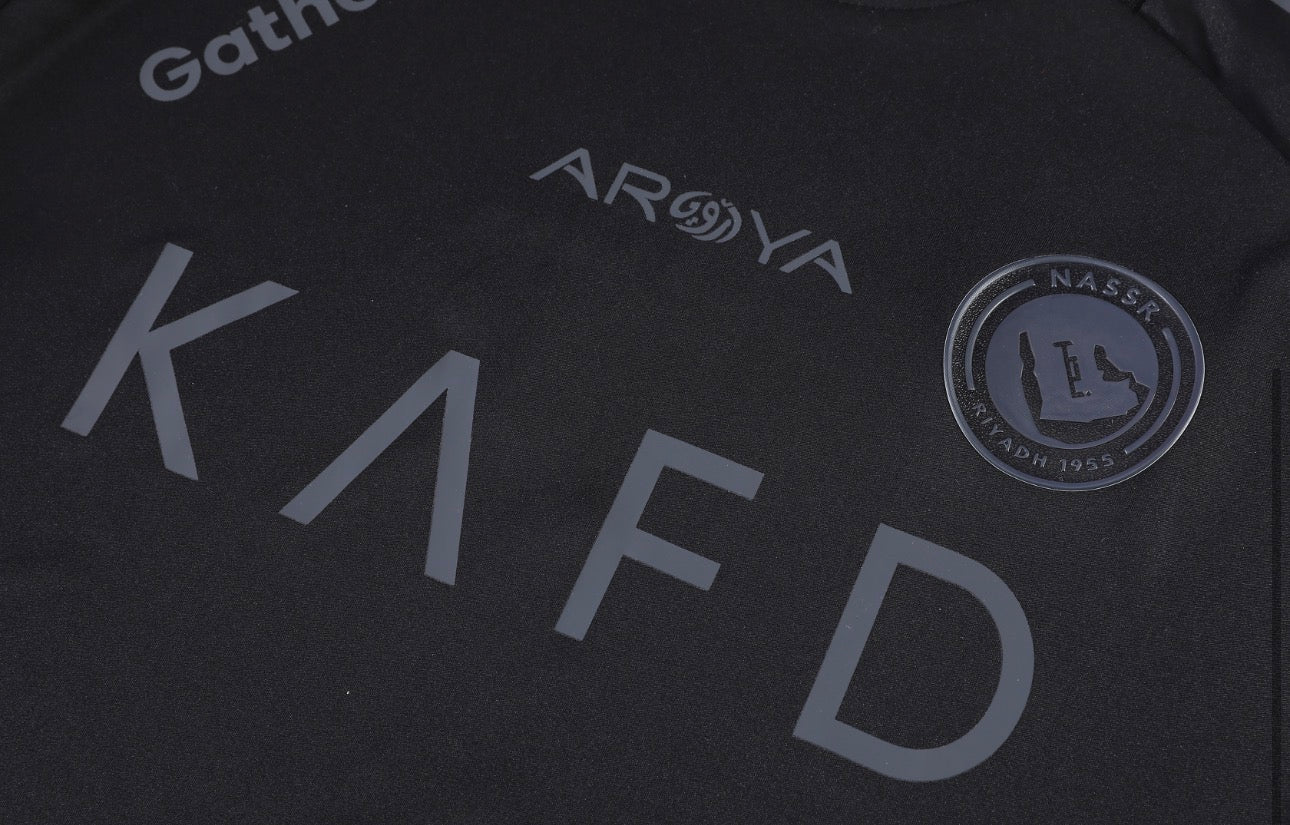 Football Jersey Al Nassr fc Black on Black 2025-2026 RONALDO #7 ( A Grade soccer shirt & shorts / junior / gift )