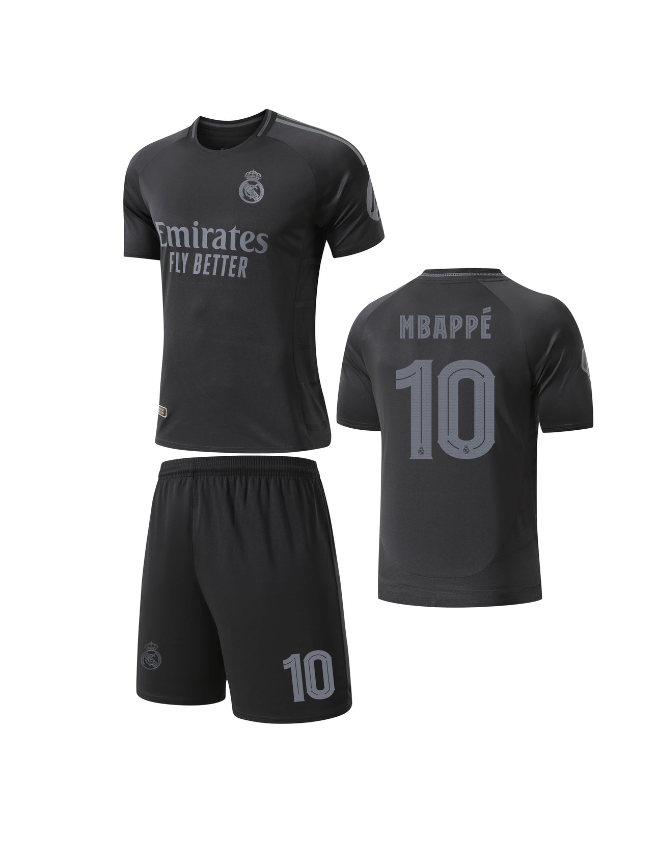 Football Jersey Real Madrid fc  Black on Black 2025-2026 Mbappe #number 10 ( A grade quality soccer shirt & shorts / limited edition / gift / book week shirt)