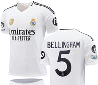 Football Jersey home Real Madrid fc  2024-2025  Bellingham #number 5 ( soccer shirt & shorts / black shirt / soccer jersey / gift / Jude shirt)