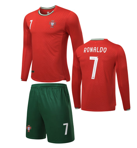 Football Jersey Long sleeve Portugal home Ronaldo 25/27( A GRADE QUALITY / Harmony day / country jersey & shorts / European championship )