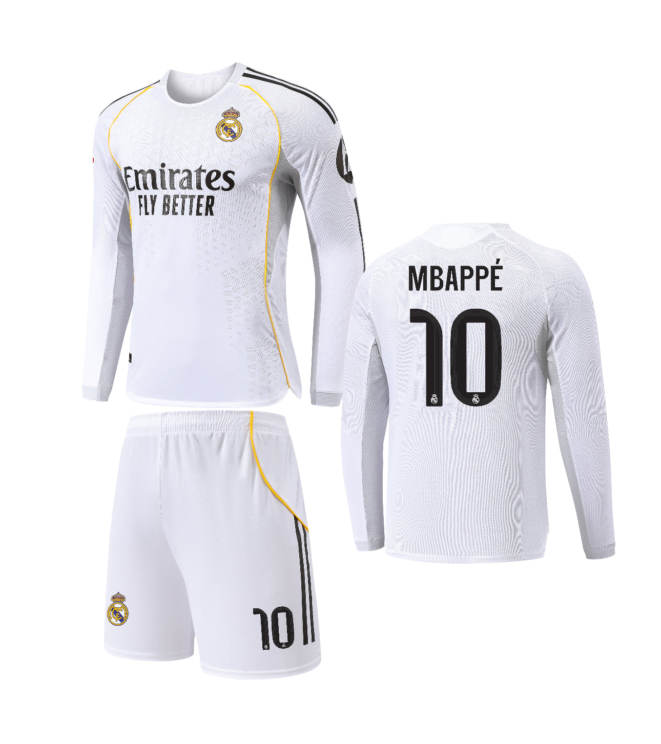 Football Jersey Long sleeve home Real Madrid fc  2025-2026 Mbappe #number 10 ( A grade quality soccer shirt & shorts / winter / book week )