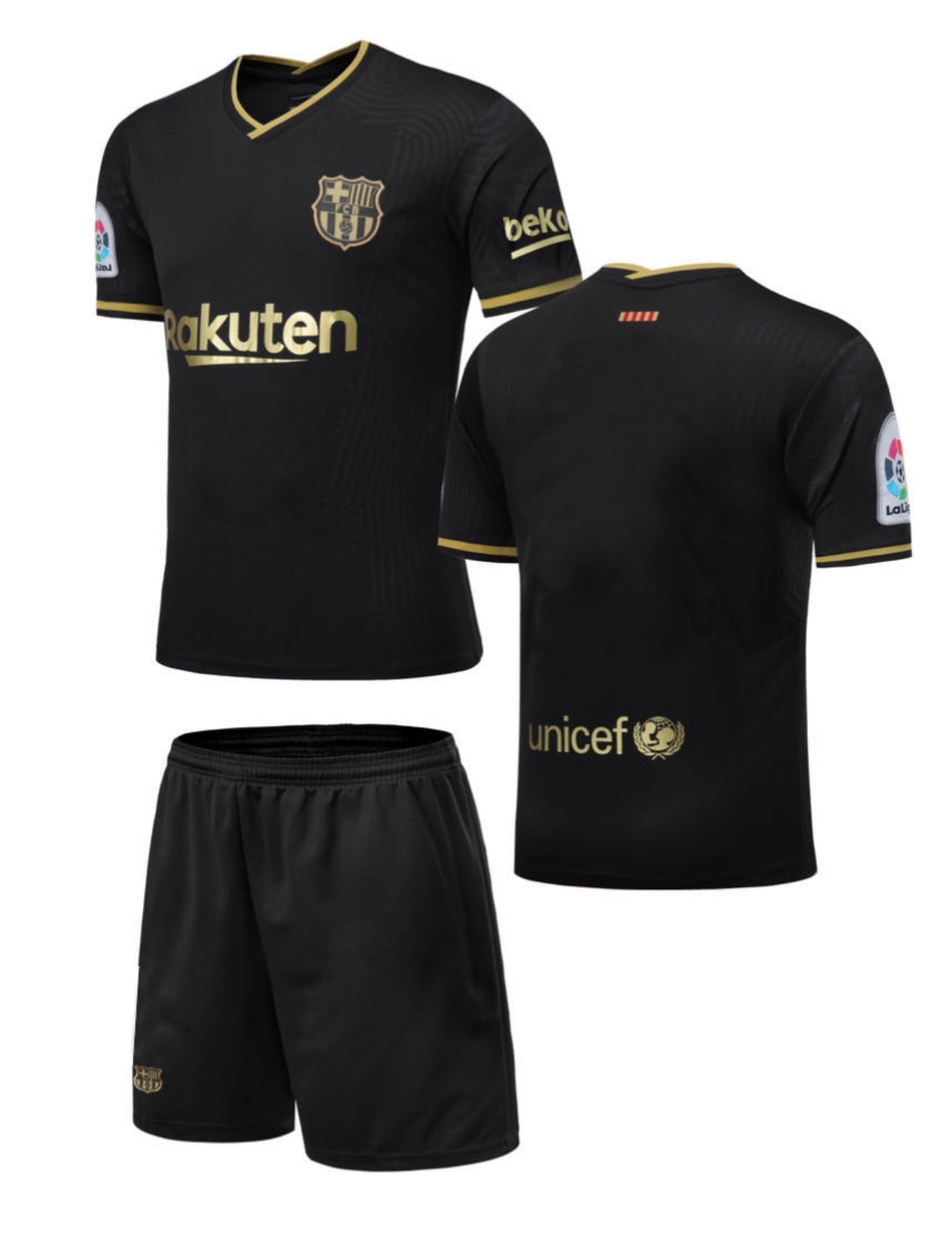 Football Jersey Barcelona fc Black away no name 2020-2021 (soccer  blank shirt / Barca shirt & shorts / blank / Barcelona shirt / Messi shirt )