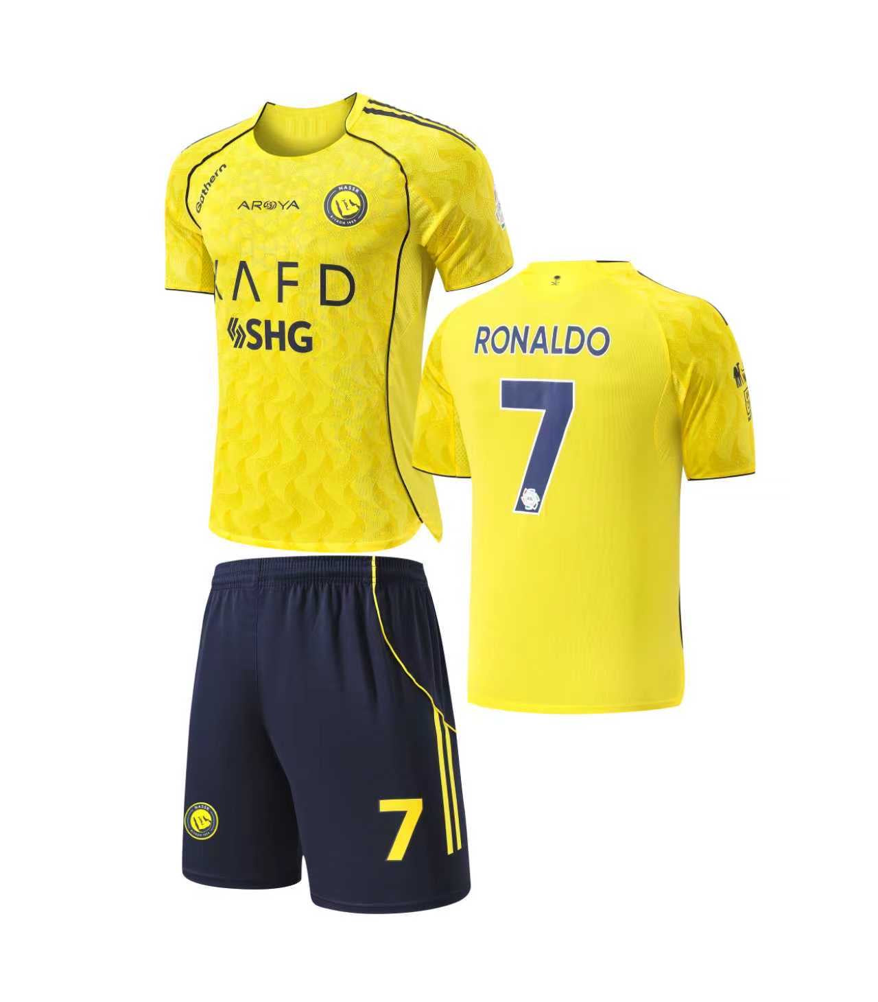 Football Jersey Al Nassr fc home Ronaldo number#7 25/26  ( A Grade Quality / saudi arabian team / soccer shirt & shorts / football shirt )