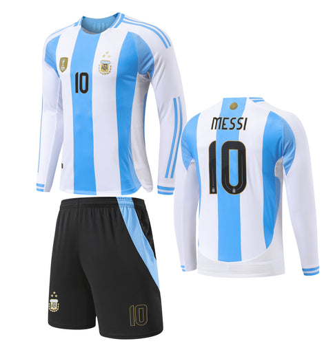 Football Jersey long sleeve Argentina home 24/26 Messi number#10 (A grade quality soccer shirt & shorts / football shirt / Lionel Messi shirt / Messi soccer shirt / country shirt )