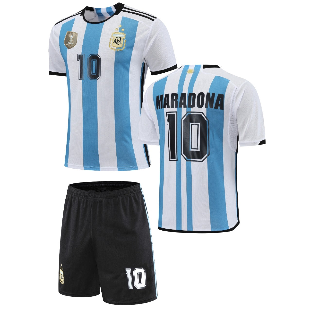 Football Jersey Argentina home 23/24 Maradona  number#10 ( jersey and shorts / Harmony day /  Maradona shirt / soccer / country)