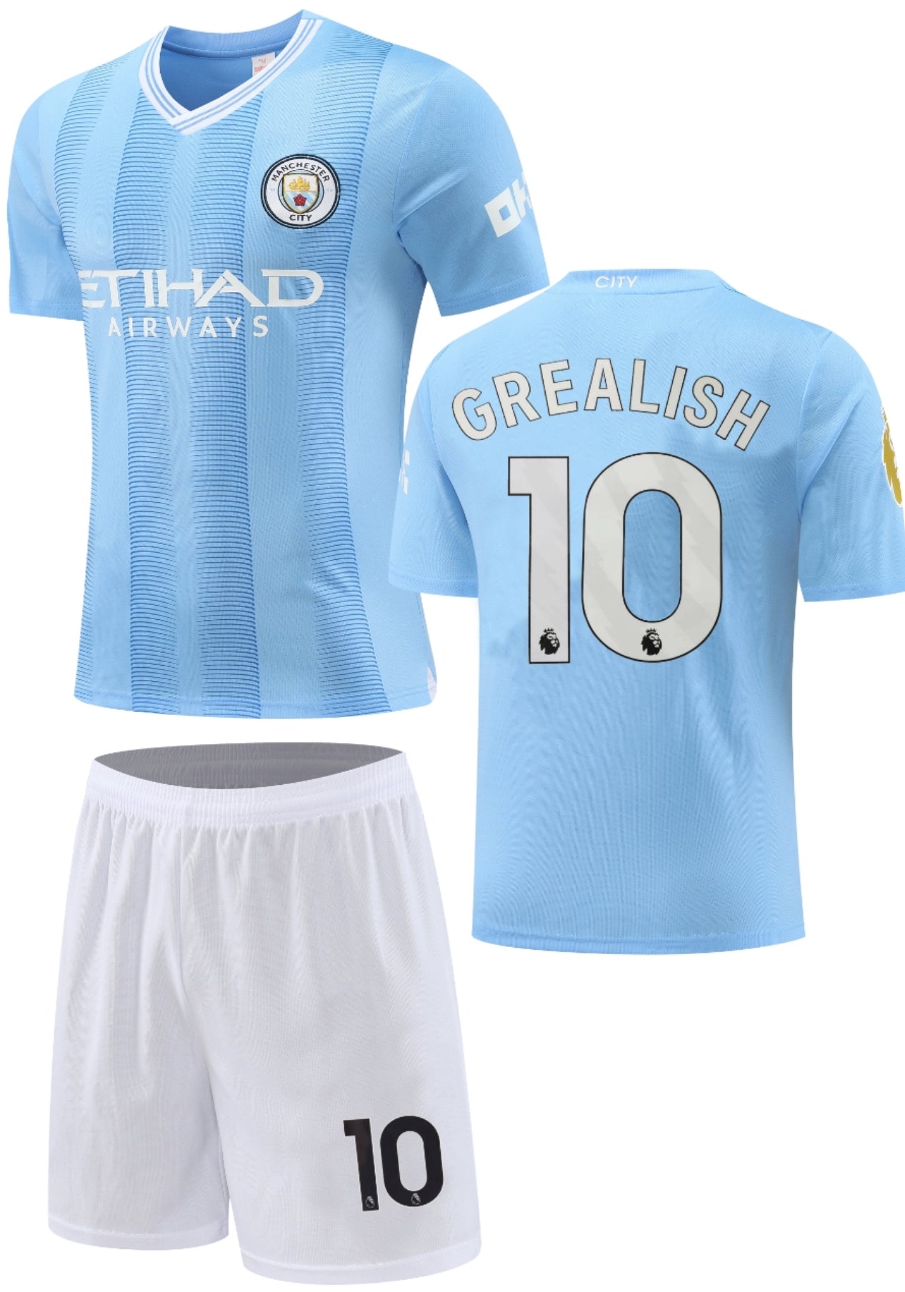 Football jersey Manchester City home Grealish #10 2023-2024( jersey and shorts)