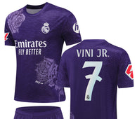 Football Jersey Real Madrid fc Purple Rose 2024-2025  Vini Jr #7 ( soccer shirt & shorts / junior shirt / soccer jersey / gift / shirt)