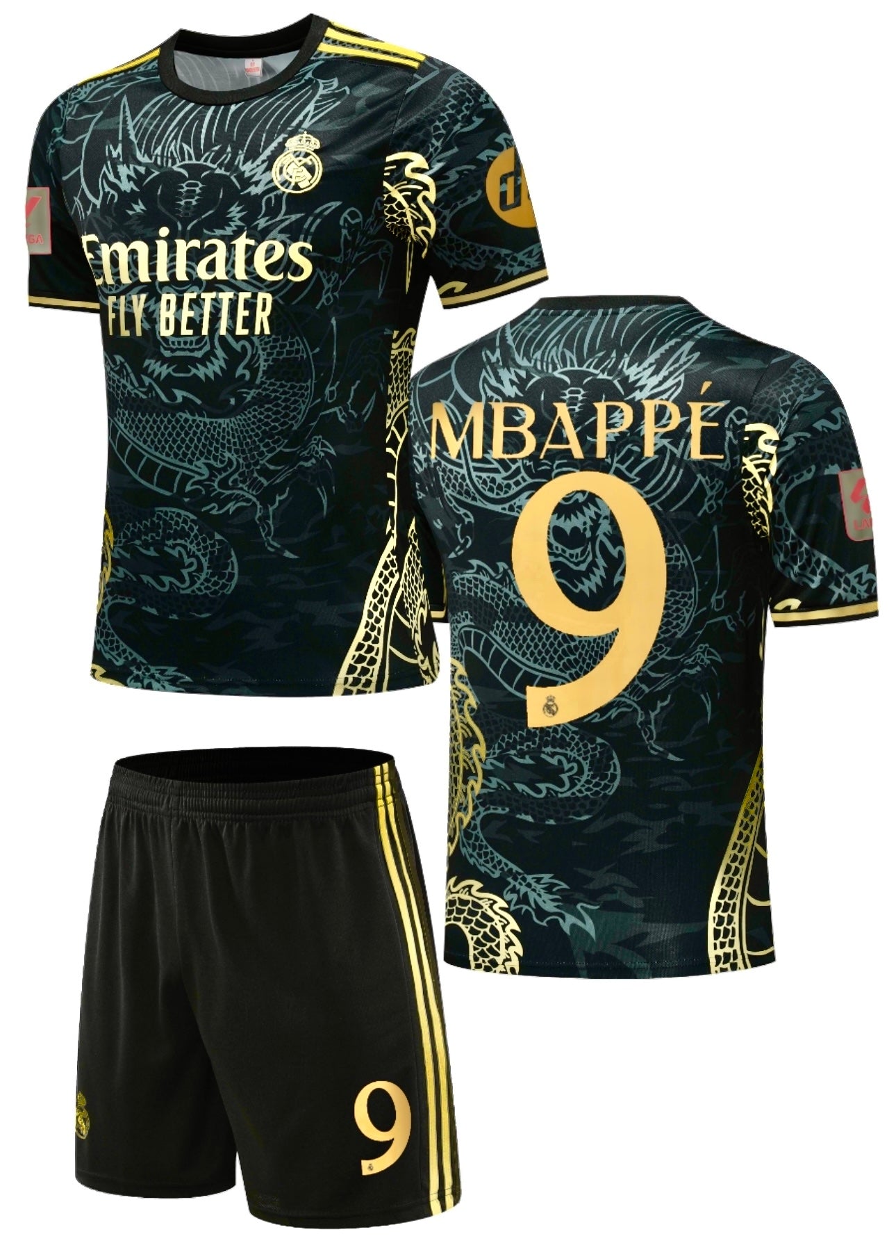 Football Jersey  Real Madrid fc  black dragon 2024-2025  Mbappe #number 9 ( soccer shirt / black shirt / soccer jersey / gift / Jude shirt)