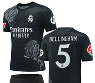 Football Jersey Real Madrid fc black Rose 2024-2025  Bellingham #number 5 ( soccer shirt & shorts/ black shirt / soccer jersey / gift / Jude shirt)