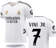 Football Jersey Real Madrid fc home 2024-2025  VINI JR #number 7 ( soccer shirt & shorts / black shirt / soccer jersey / gift )