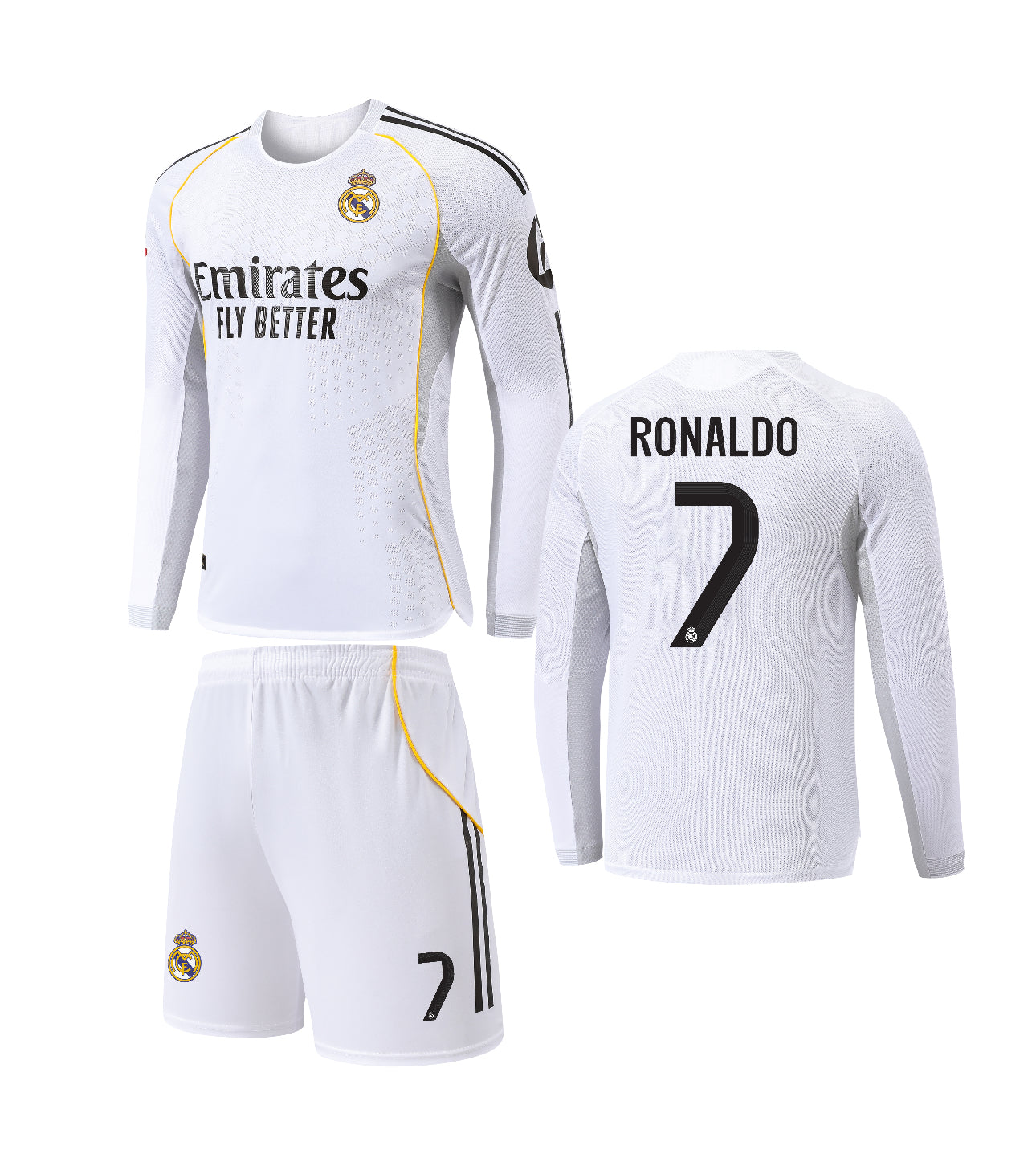 Football Jersey Long Sleeve Real Madrid fc Home 2025-2026 RONALDO #7 ( A Grade soccer shirt & shorts )