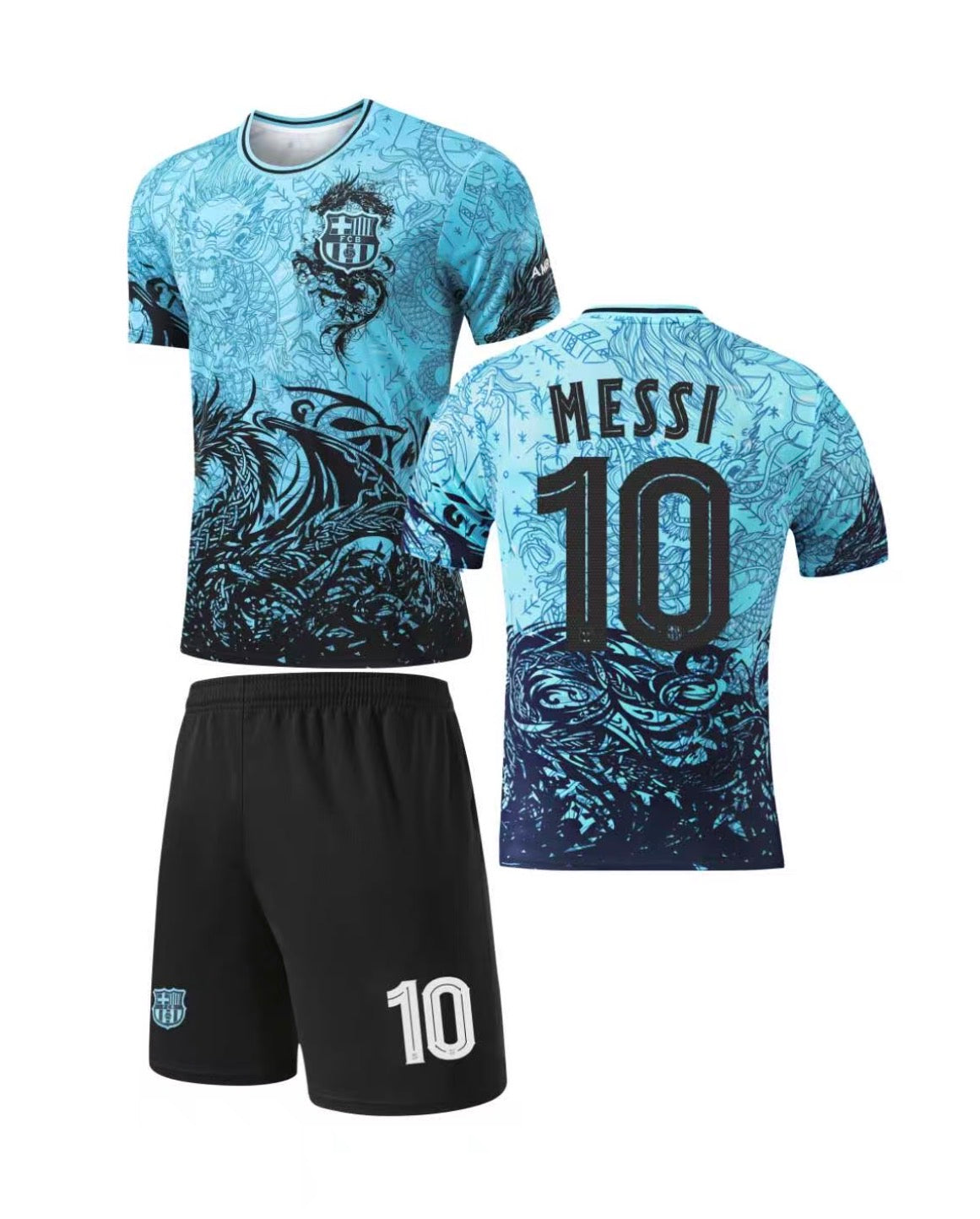 Football Jersey Barcelona fc  Blue Dragon MESSI 10 2025-2026 (Black number #10 / good quality soccer shirt and shorts / Barca limited edition )