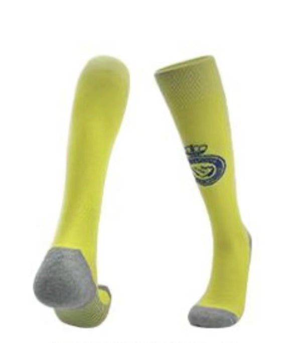 socks Al Nassr fc home 2023-2024( football socks / kids socks / adult socks / soccer socks)